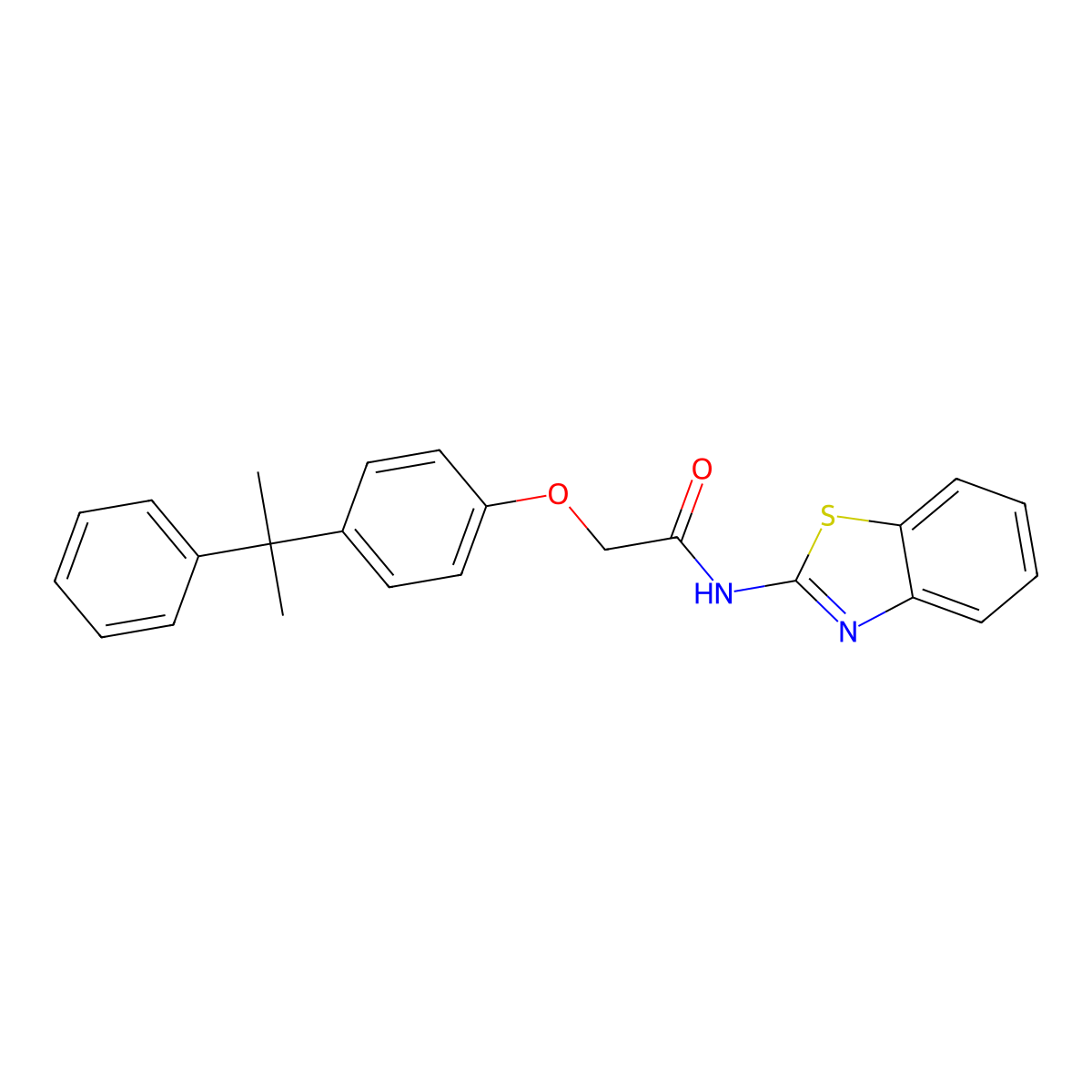 N-(1,3-benzothiazol-2-yl)-2-[4-(2-phenylpropan-2-yl)phenoxy]acetamide molecular structure, CAS 307545-06-8