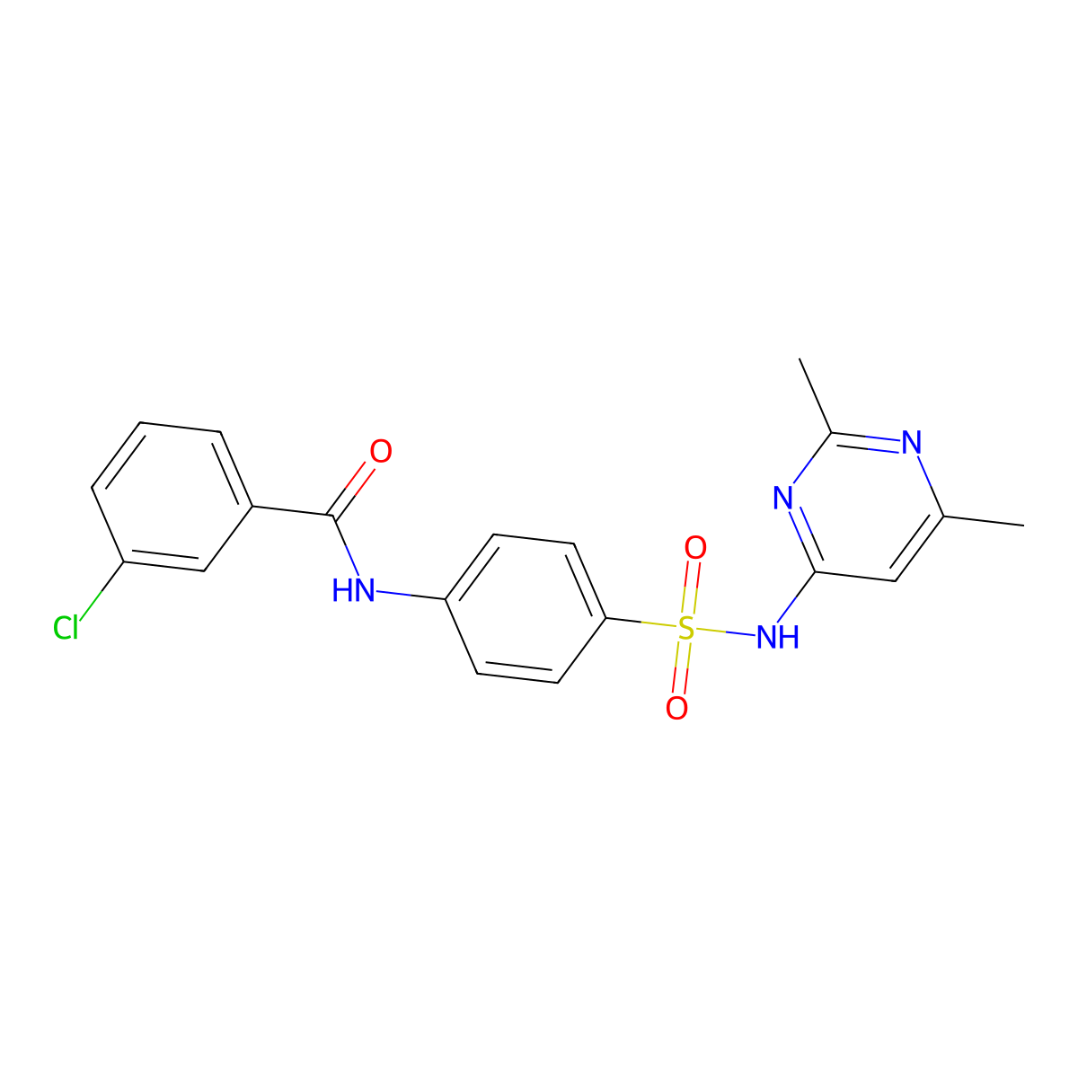 3-chloro-N-{4-[(2,6-dimethylpyrimidin-4-yl)sulfamoyl]phenyl}benzamide molecular structure, CAS 307545-07-9