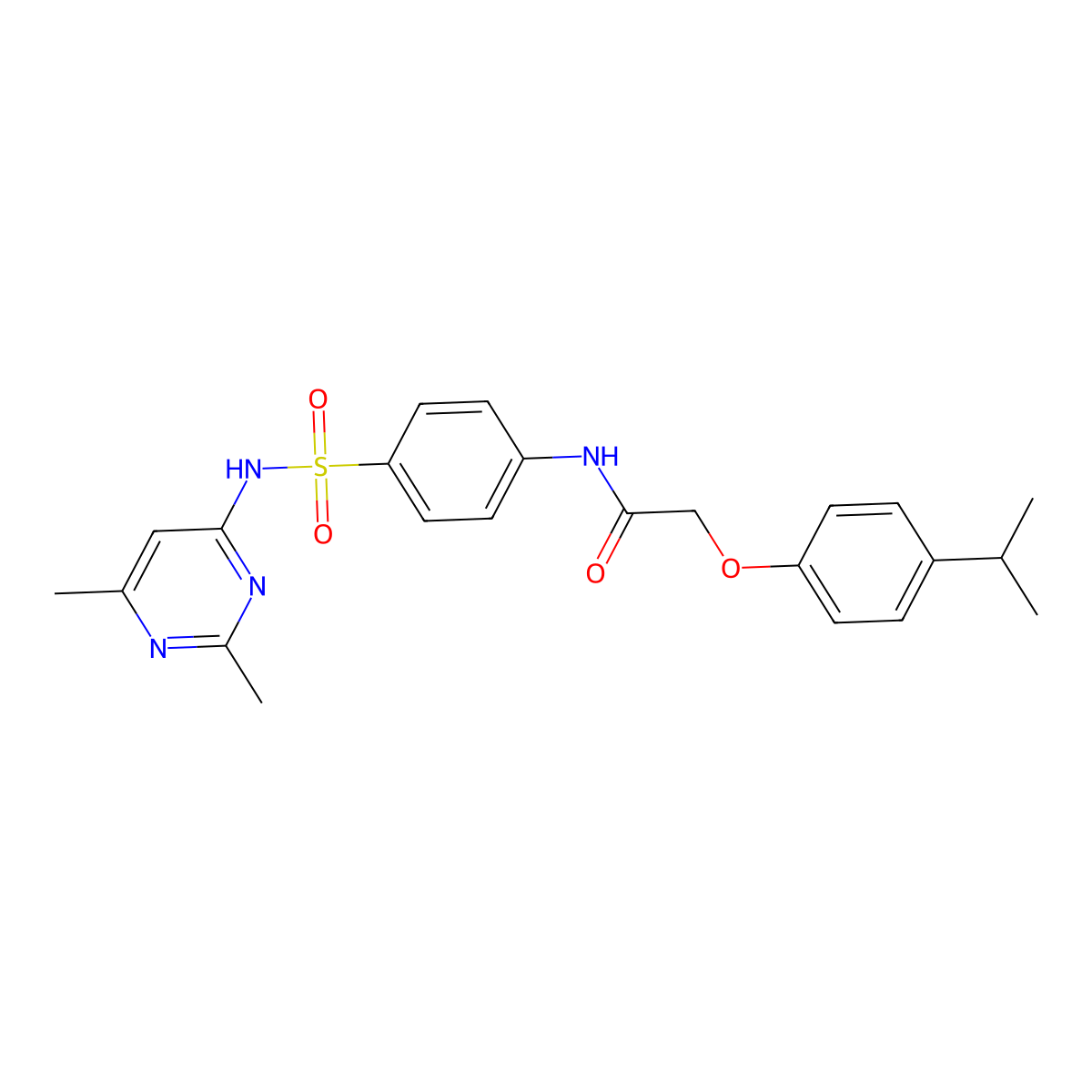 N-(4-{[(2,6-dimethyl-4-pyrimidinyl)amino]sulfonyl}phenyl)-2-(4-isopropylphenoxy)acetamide molecular structure, CAS 307545-15-9