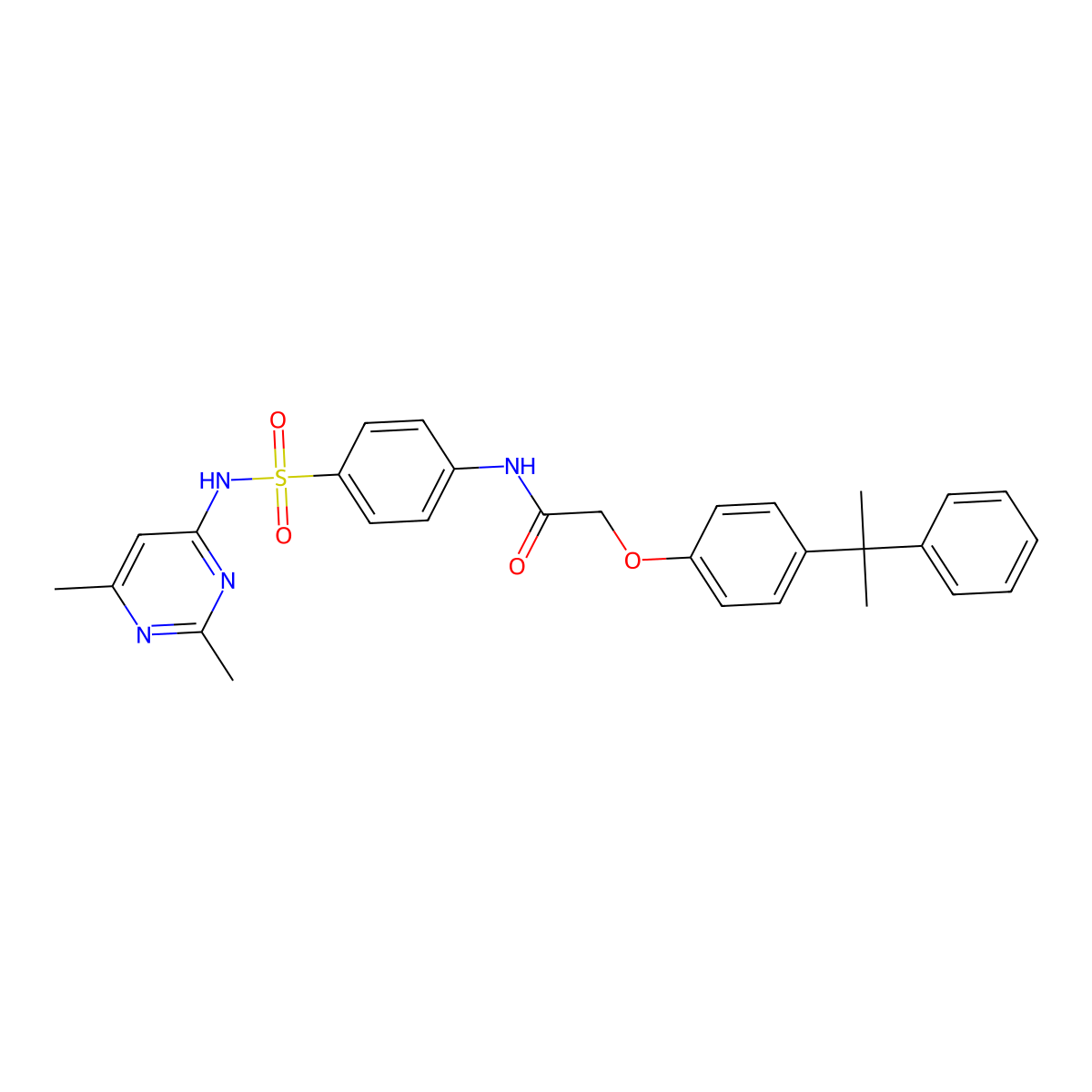 N-[4-[(2,6-dimethylpyrimidin-4-yl)sulfamoyl]phenyl]-2-[4-(2-phenylpropan-2-yl)phenoxy]acetamide molecular structure, CAS 307545-20-6