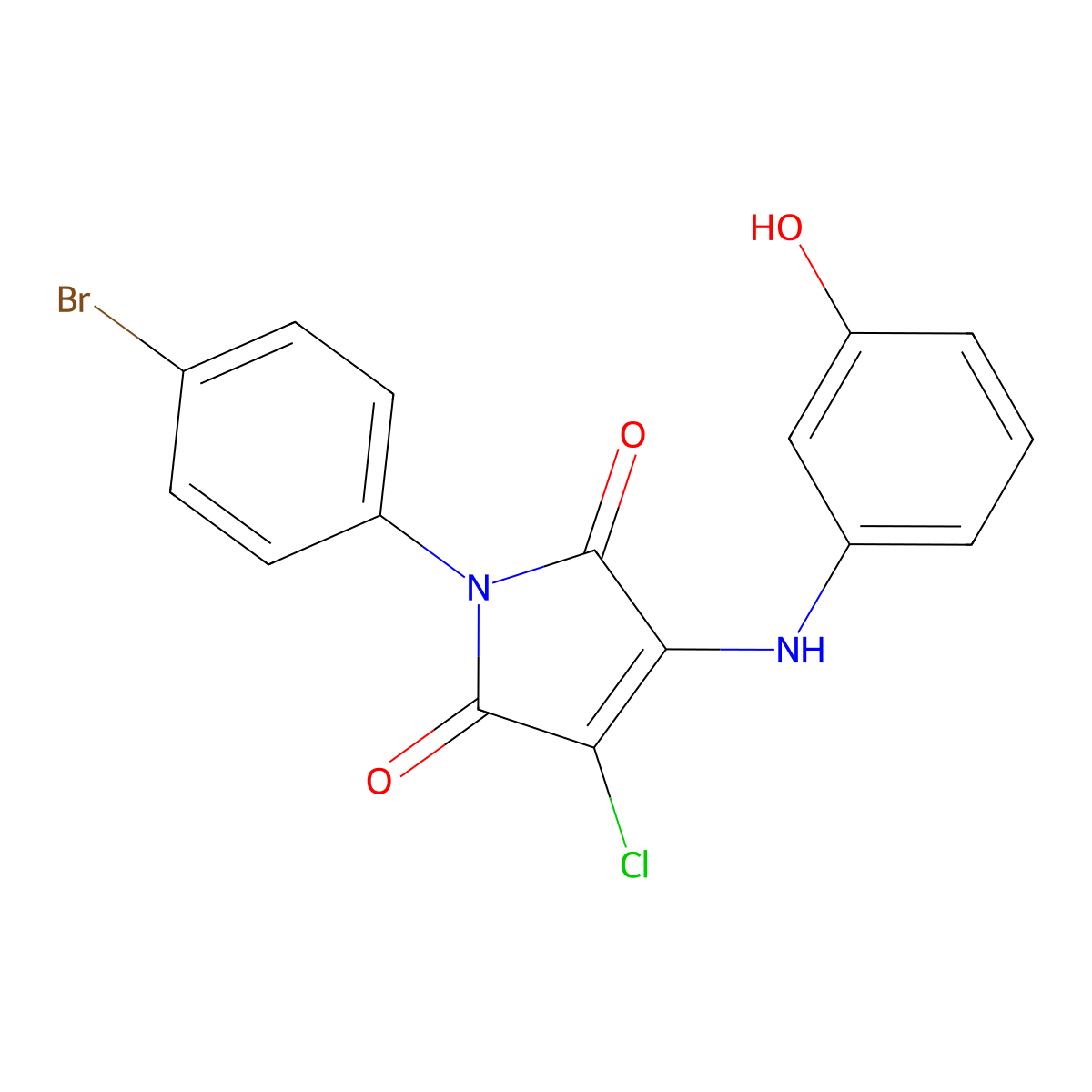 1-(4-bromophenyl)-3-chloro-4-((3-hydroxyphenyl)amino)-1H-pyrrole-2,5-dione molecular structure, CAS 307545-31-9