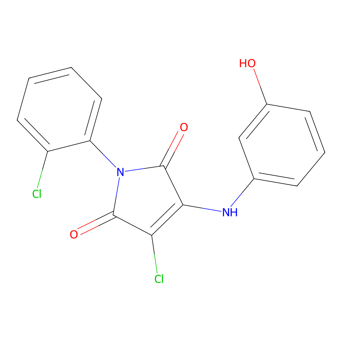 3-chloro-1-(2-chlorophenyl)-4-(3-hydroxyanilino)-1H-pyrrole-2,5-dione molecular structure, CAS 307545-32-0