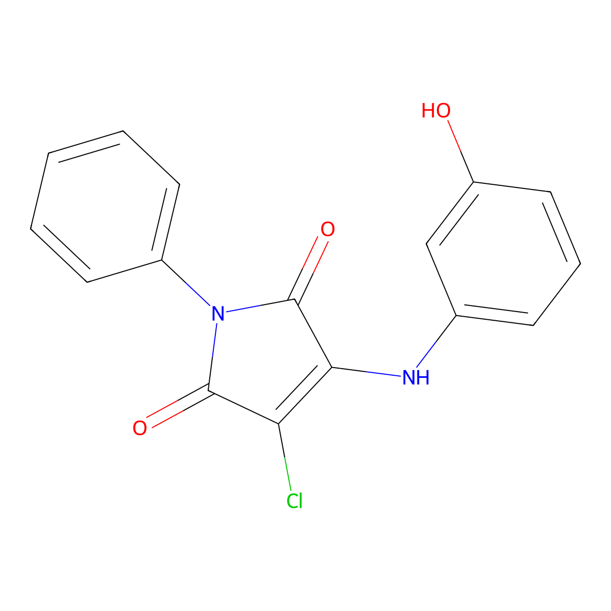 3-chloro-4-(3-hydroxyanilino)-1-phenyl-1H-pyrrole-2,5-dione molecular structure, CAS 307545-33-1