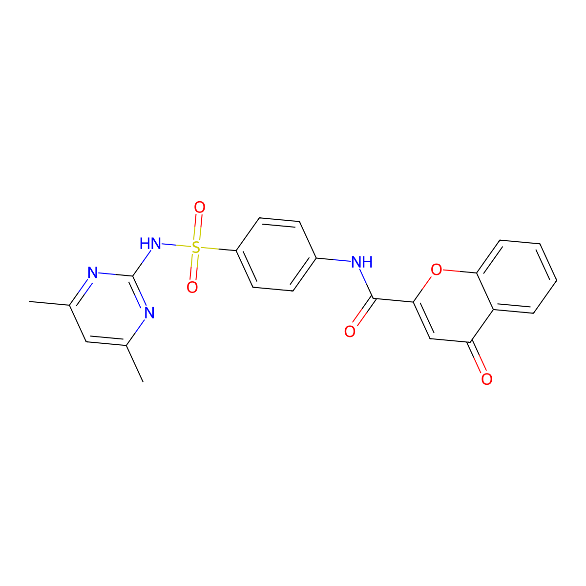 N-{4-[(4,6-dimethylpyrimidin-2-yl)sulfamoyl]phenyl}-4-oxo-4H-chromene-2-carboxamide molecular structure, CAS 307545-34-2