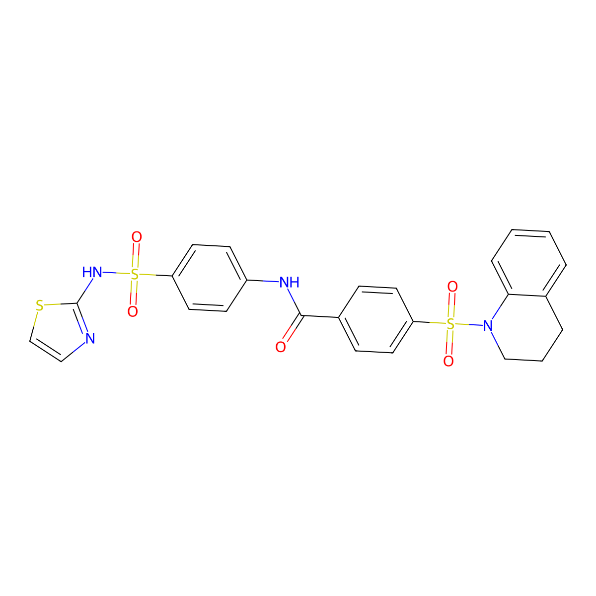 4-((3,4-dihydroquinolin-1(2H)-yl)sulfonyl)-N-(4-(N-(thiazol-2-yl)sulfamoyl)phenyl)benzamide molecular structure, CAS 307545-40-0
