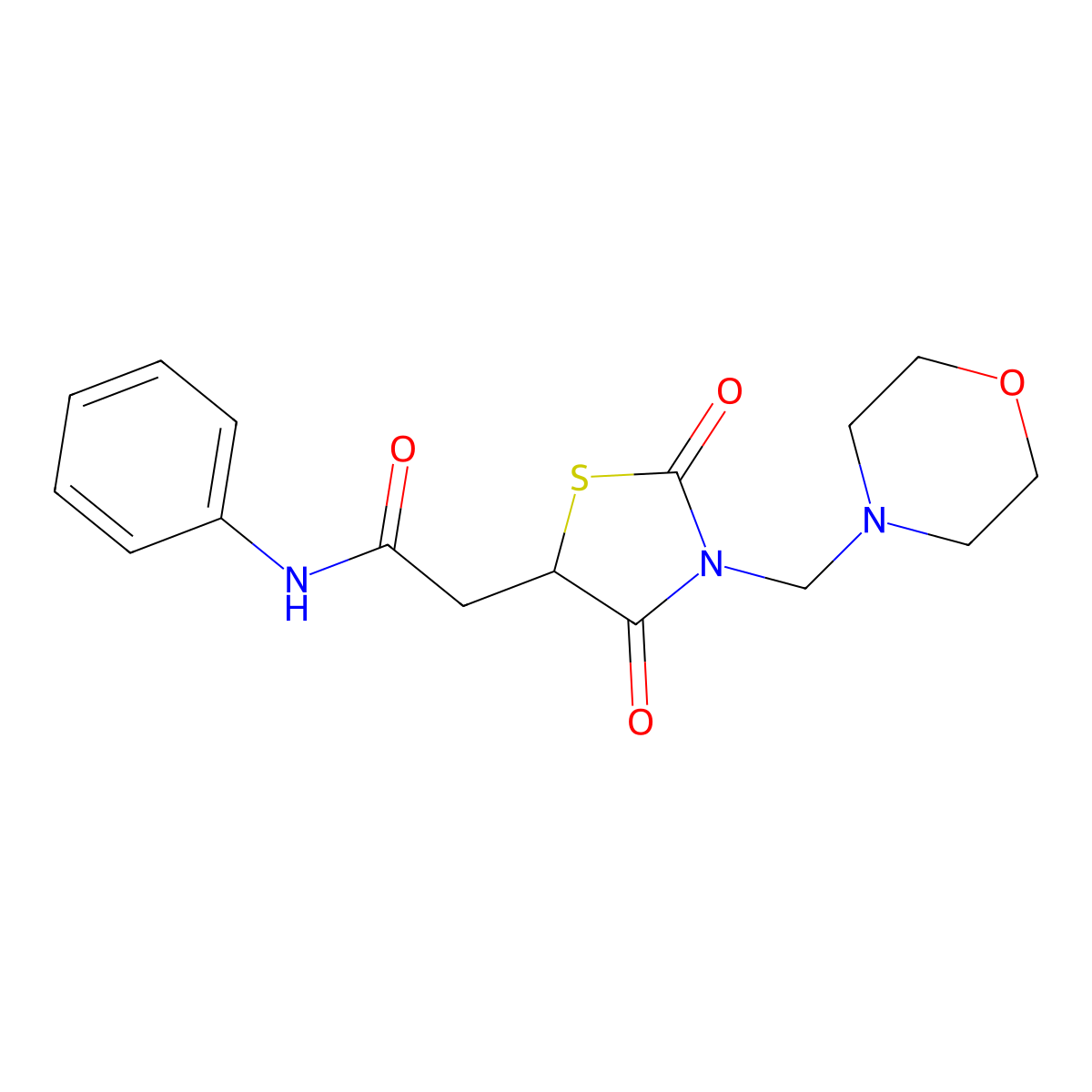 2-[3-(morpholin-4-ylmethyl)-2,4-dioxo-1,3-thiazolidin-5-yl]-N-phenylacetamide molecular structure, CAS 307545-42-2
