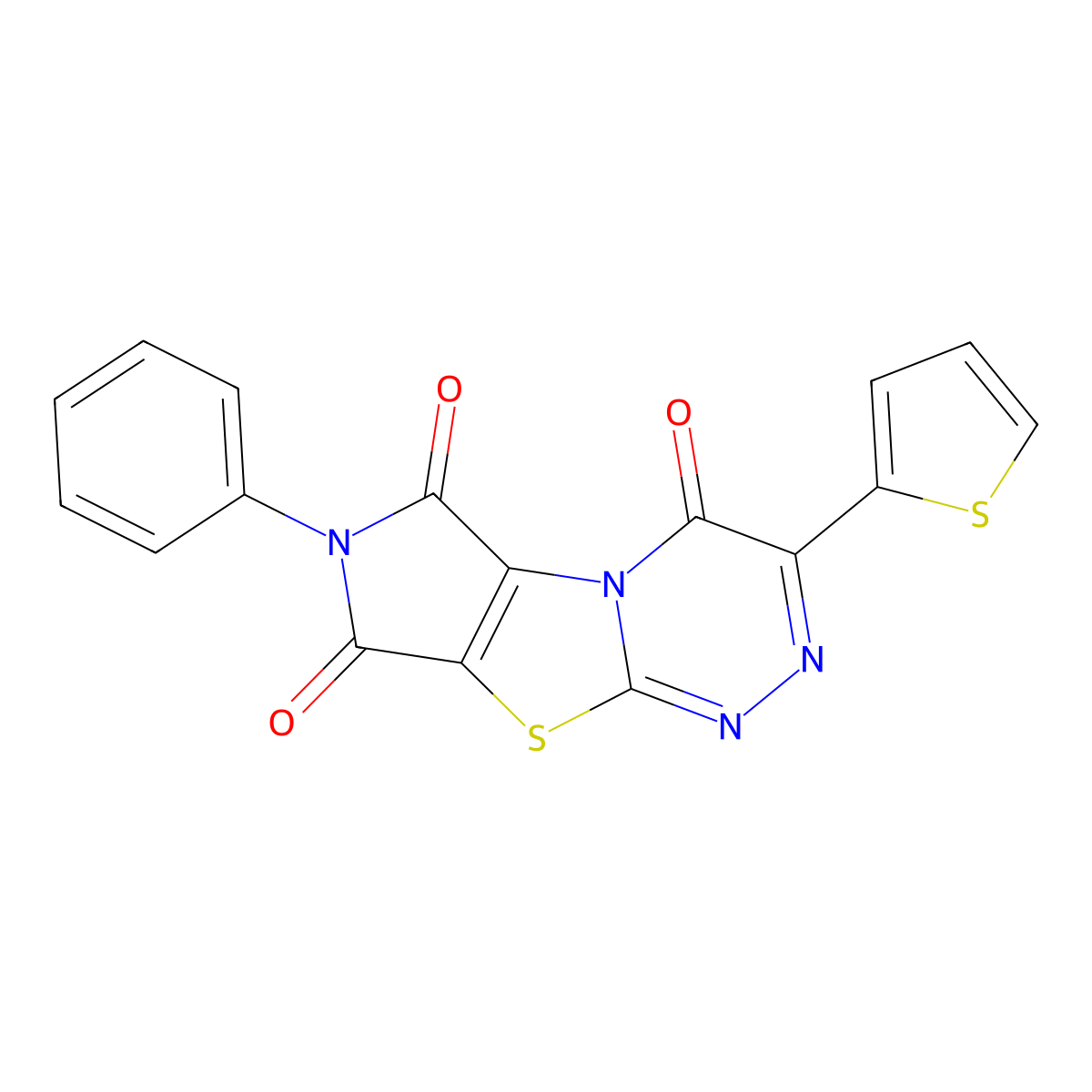 2-Phenyl-7-thiophen-2-ylpyrrolo[3,4][1,3]thiazolo[1,4-b][1,2,4]triazine-1,3,8-trione molecular structure, CAS 307545-44-4