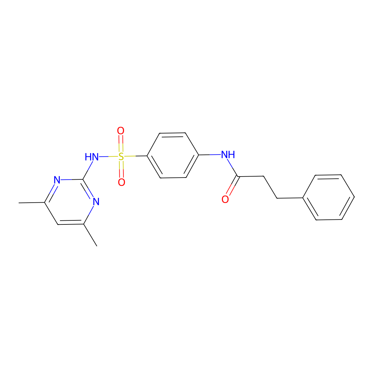 N-(4-{[(4,6-dimethyl-2-pyrimidinyl)amino]sulfonyl}phenyl)-3-phenylpropanamide molecular structure, CAS 307545-54-6