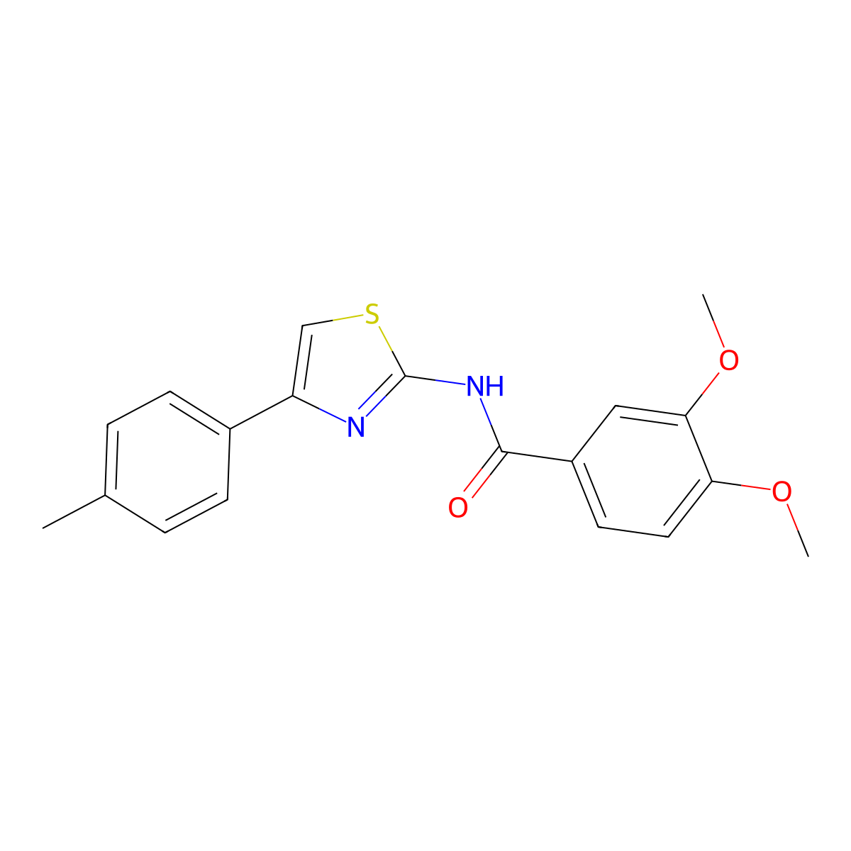 3,4-dimethoxy-N-[4-(4-methylphenyl)-1,3-thiazol-2-yl]benzamide molecular structure, CAS 307545-55-7