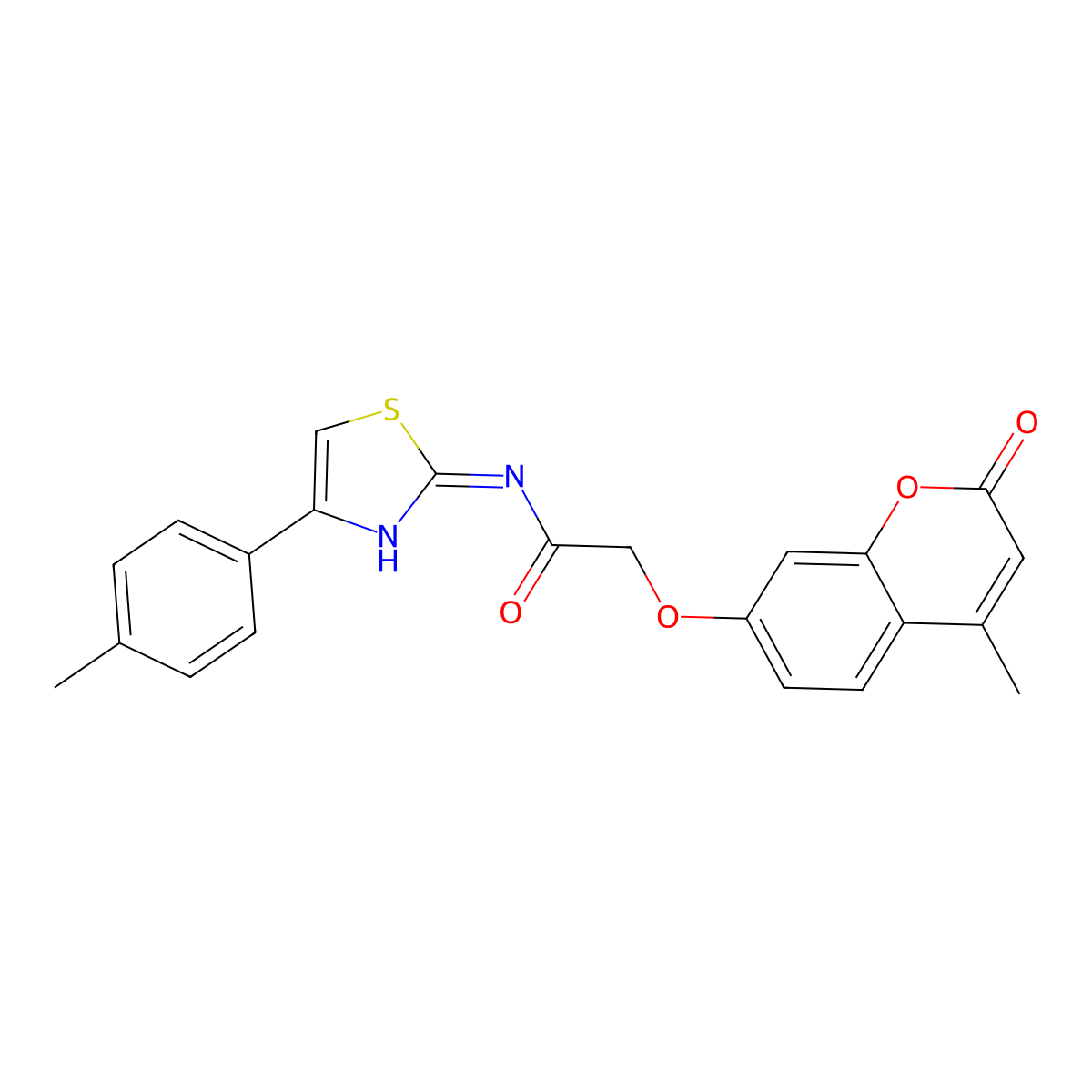 2-((4-methyl-2-oxo-2H-chromen-7-yl)oxy)-N-(4-(p-tolyl)thiazol-2-yl)acetamide molecular structure, CAS 307545-56-8