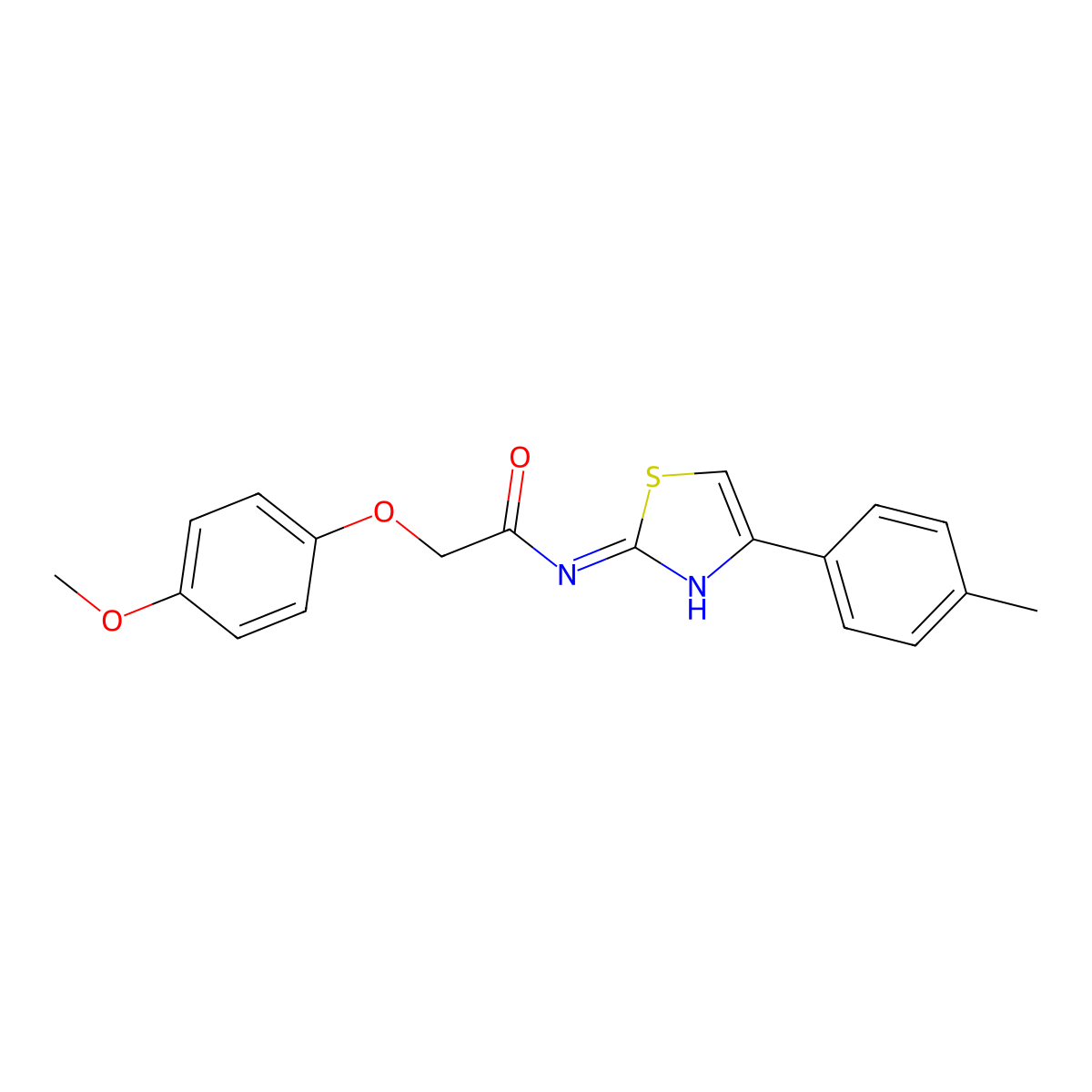 2-(4-methoxyphenoxy)-N-[4-(4-methylphenyl)-1,3-thiazol-2-yl]acetamide molecular structure, CAS 307545-57-9