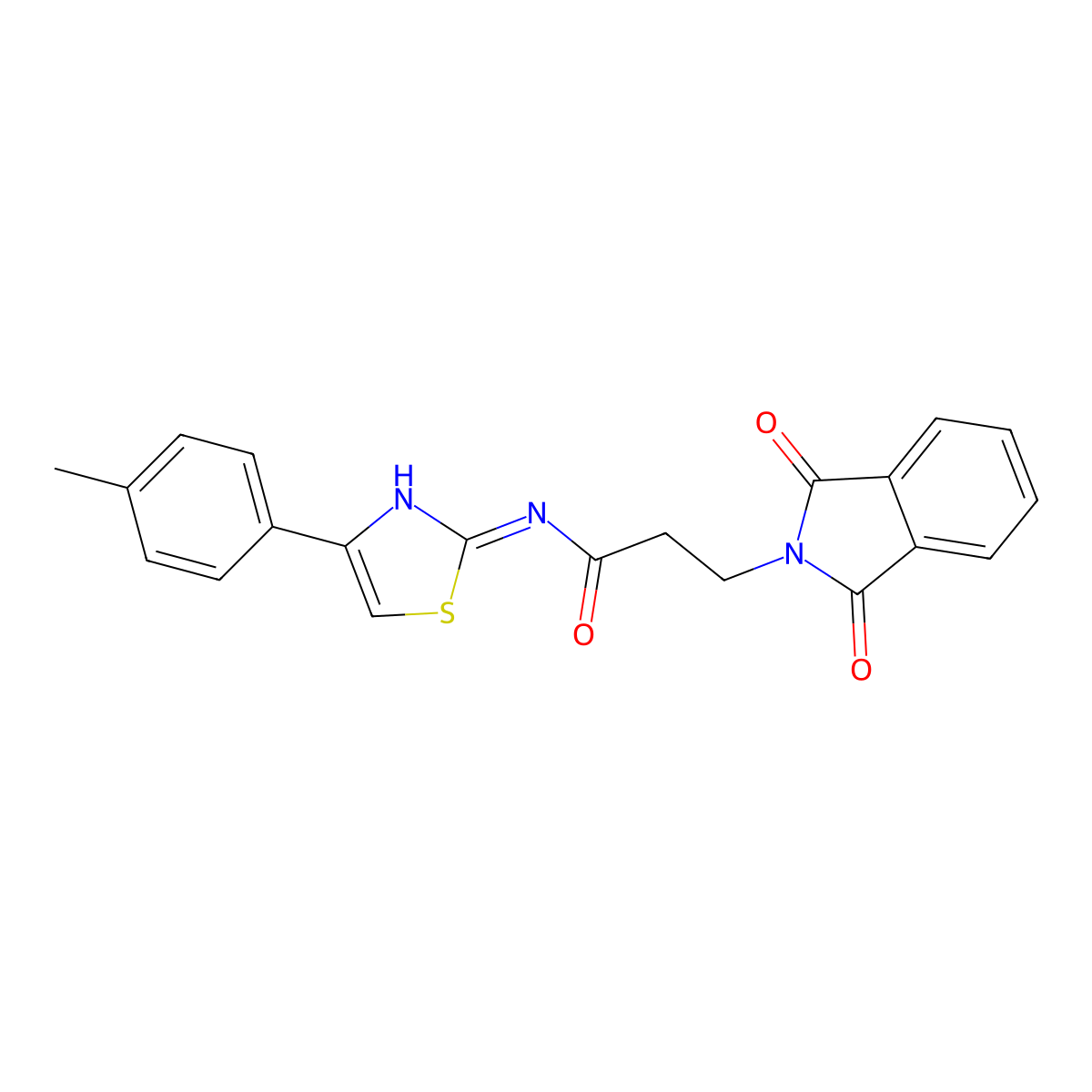 3-(1,3-dioxo-1,3-dihydro-2H-isoindol-2-yl)-N-[(2Z)-4-(4-methylphenyl)-1,3-thiazol-2(3H)-ylidene]propanamide molecular structure, CAS 307545-58-0