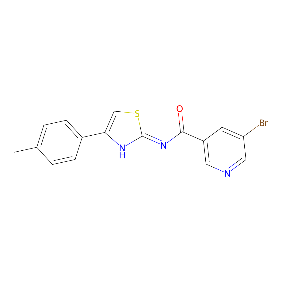 5-bromo-N-[(2Z)-4-(4-methylphenyl)-1,3-thiazol-2(3H)-ylidene]pyridine-3-carboxamide molecular structure, CAS 307545-59-1