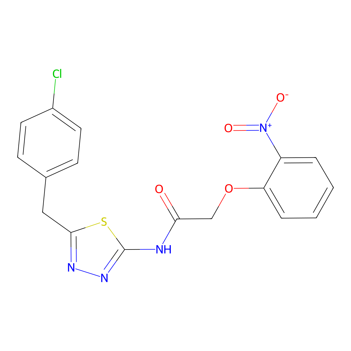 N-(5-(4-chlorobenzyl)-1,3,4-thiadiazol-2-yl)-2-(2-nitrophenoxy)acetamide molecular structure, CAS 307545-72-8