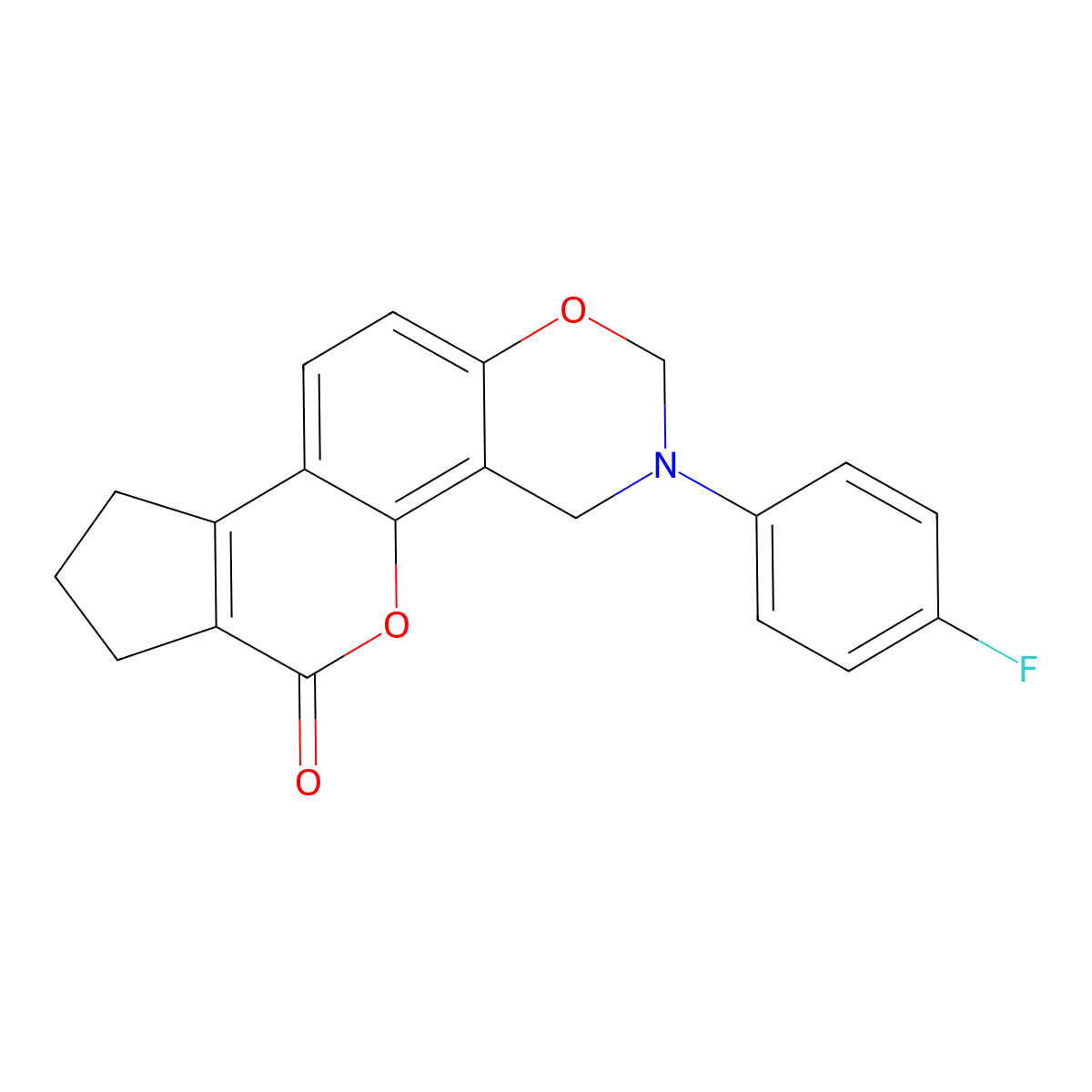3-(4-fluorophenyl)-3,4,8,9-tetrahydro-2H-cyclopenta[3,4]chromeno[8,7-e][1,3]oxazin-6(7H)-one molecular structure, CAS 307545-75-1