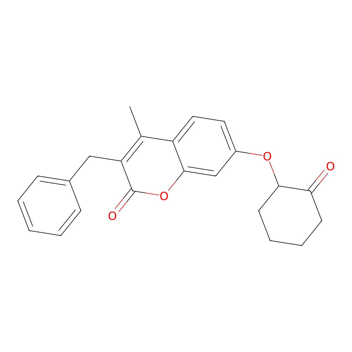 3-benzyl-4-methyl-7-[(2-oxocyclohexyl)oxy]-2H-chromen-2-one molecular structure, CAS 307547-08-6