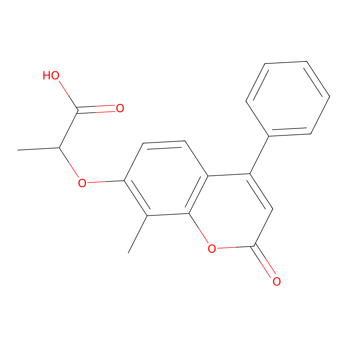 2-[(8-methyl-2-oxo-4-phenyl-2H-chromen-7-yl)oxy]propanoic acid molecular structure, CAS 307547-35-9