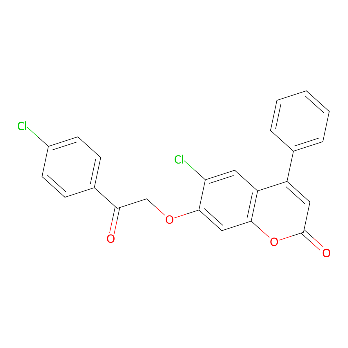 6-chloro-7-[2-(4-chlorophenyl)-2-oxoethoxy]-4-phenyl-2H-chromen-2-one molecular structure, CAS 307547-57-5