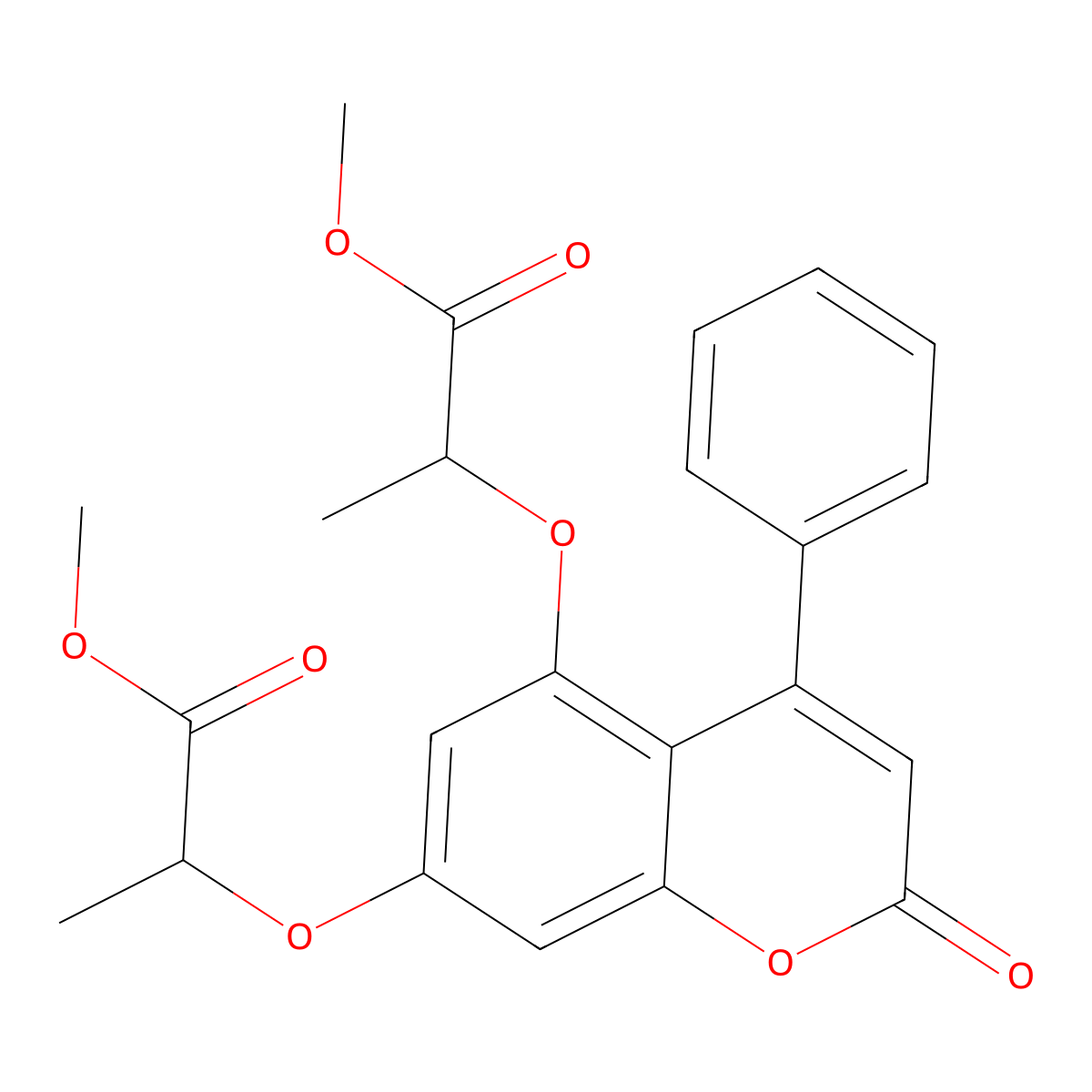 methyl 2-{[5-(2-methoxy-1-methyl-2-oxoethoxy)-2-oxo-4-phenyl-2H-chromen-7-yl]oxy}propanoate molecular structure, CAS 307547-67-7