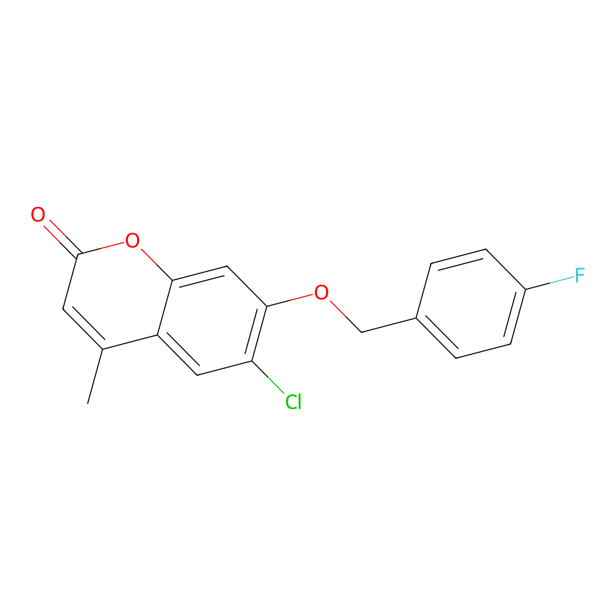 6-Chloro-7-[(4-fluorophenyl)methoxy]-4-methylchromen-2-one molecular structure, CAS 307547-74-6