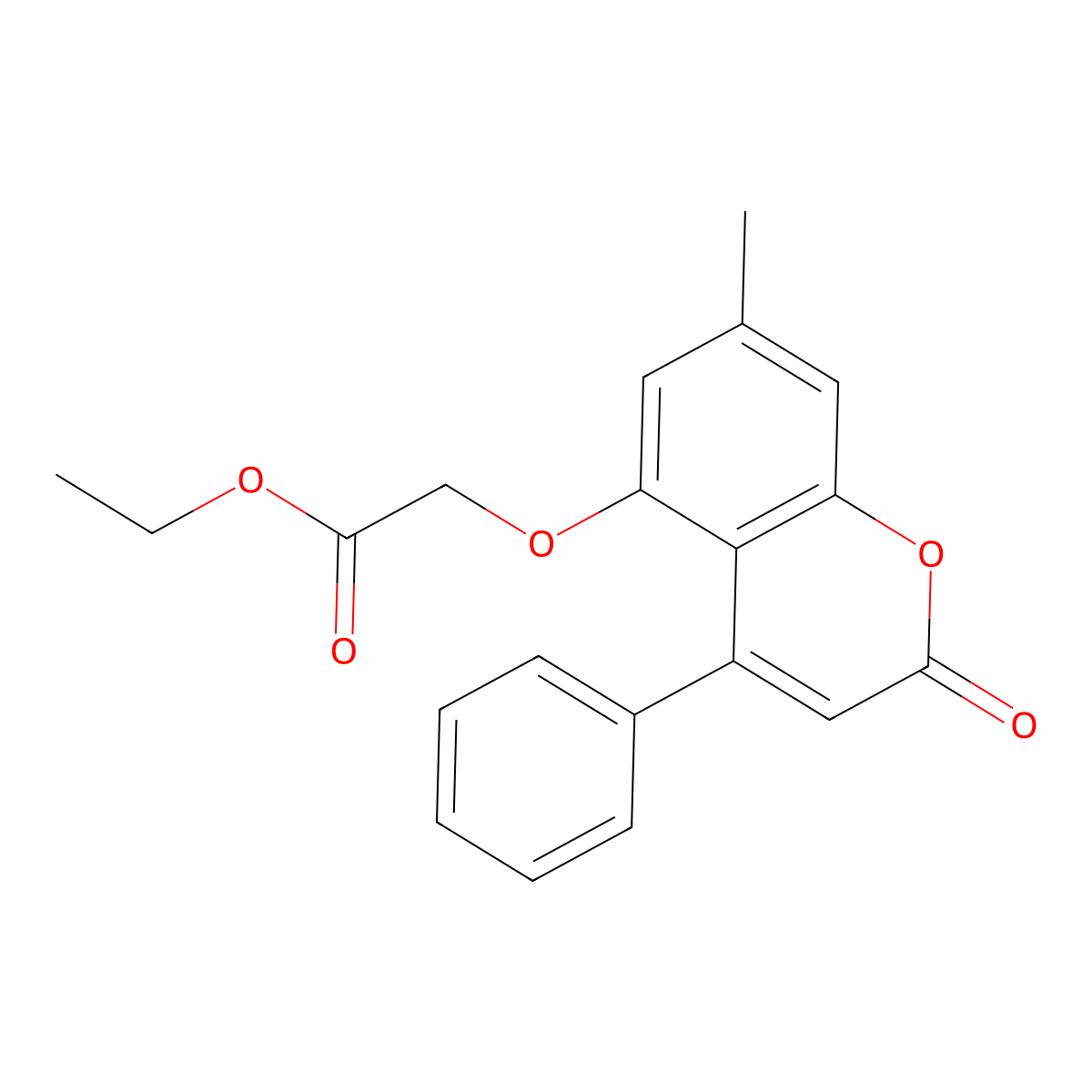 (7-Methyl-2-oxo-4-phenyl-2H-chromen-5-yloxy)-acetic acid ethyl ester molecular structure, CAS 307548-14-7