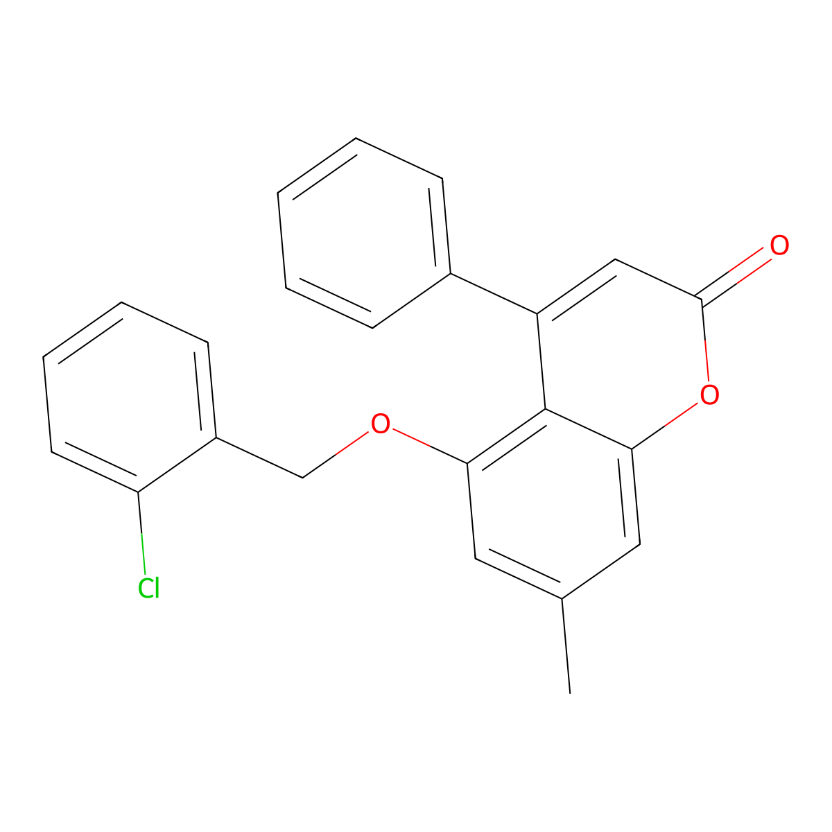 5-[(2-chlorobenzyl)oxy]-7-methyl-4-phenyl-2H-chromen-2-one molecular structure, CAS 307548-24-9