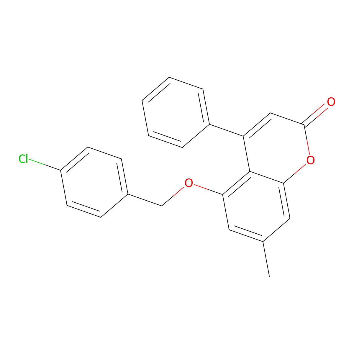 5-[(4-chlorobenzyl)oxy]-7-methyl-4-phenyl-2H-chromen-2-one molecular structure, CAS 307548-25-0