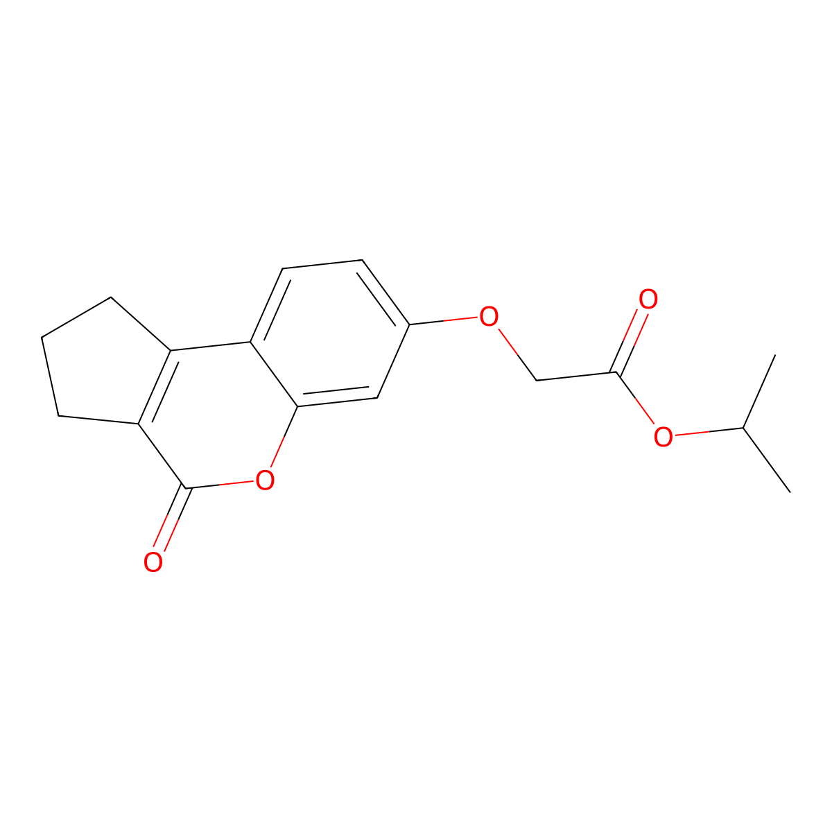 Isopropyl ((4-oxo-1,2,3,4-tetrahydrocyclopenta(C)chromen-7-YL)oxy)acetate molecular structure, CAS 307548-70-5