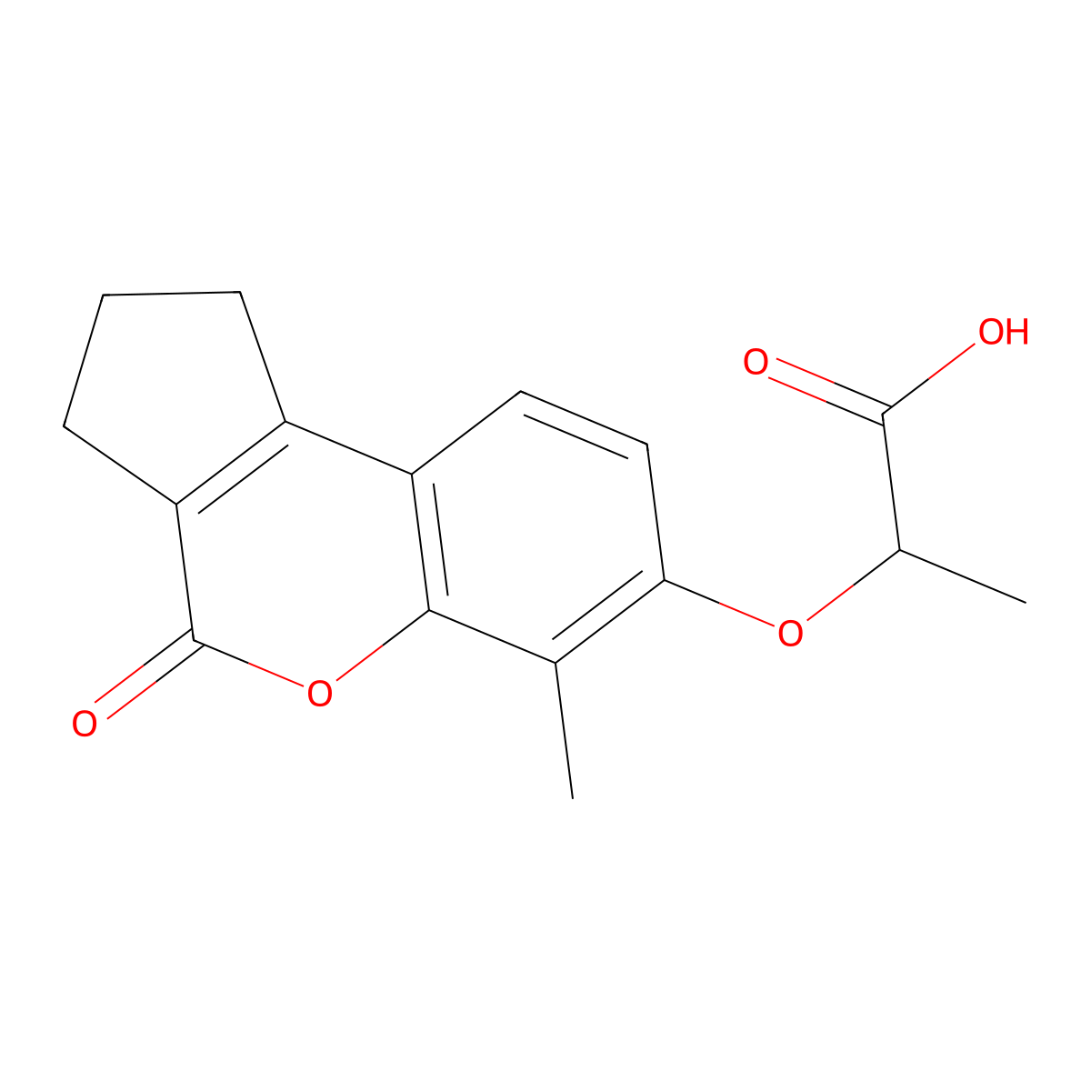 2-((6-Methyl-4-oxo-1,2,3,4-tetrahydrocyclopenta[c]chromen-7-yl)oxy)propanoic acid molecular structure, CAS 307548-90-9