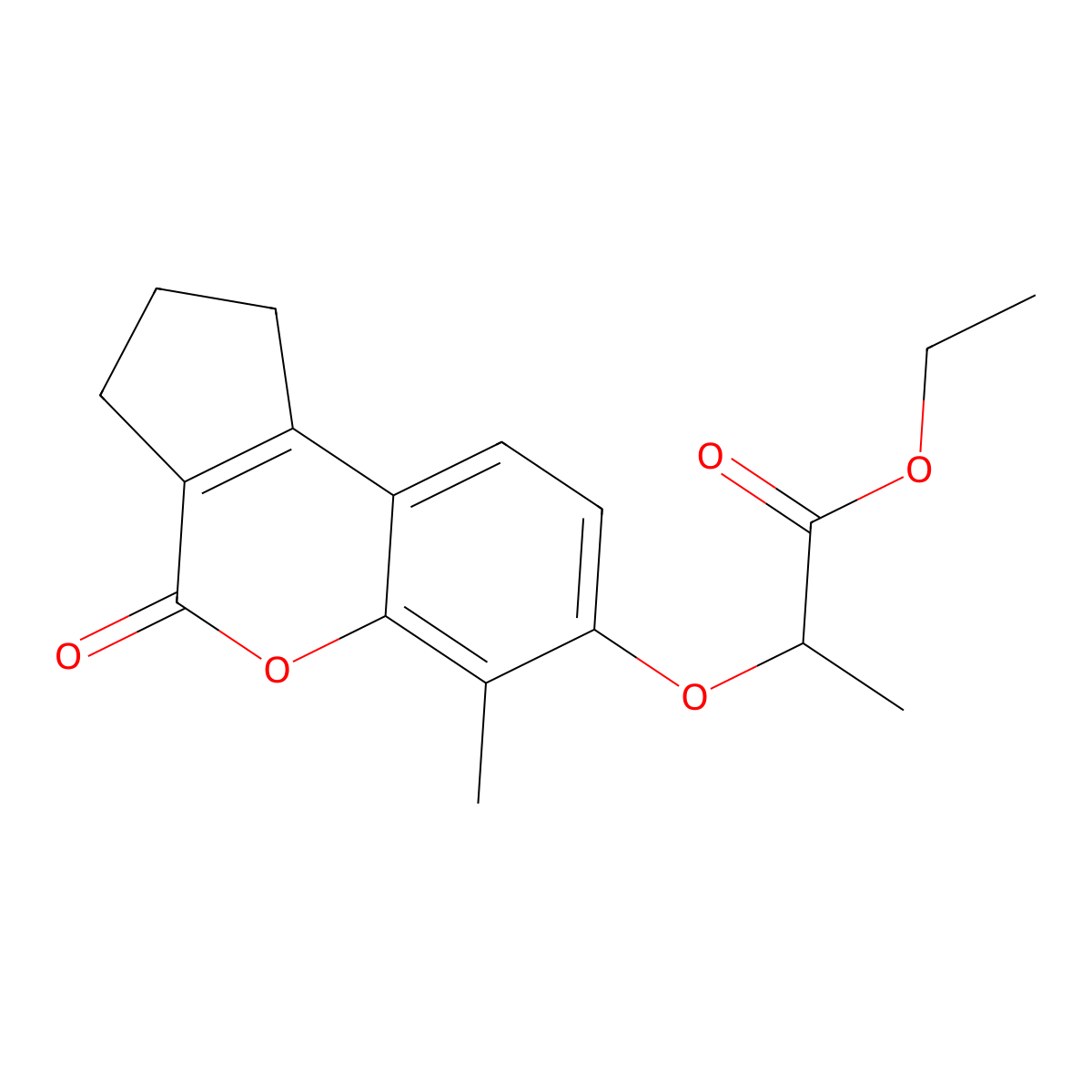 Ethyl 2-[(6-methyl-4-oxo-1,2,3,4-tetrahydrocyclopenta[c]chromen-7-yl)oxy]propanoate molecular structure, CAS 307548-92-1