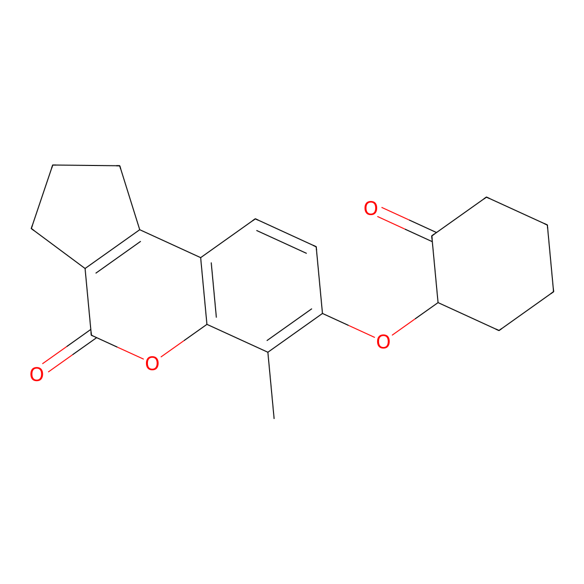 6-methyl-7-(2-oxocyclohexyl)oxy-2,3-dihydro-1H-cyclopenta[c]chromen-4-one molecular structure, CAS 307548-98-7