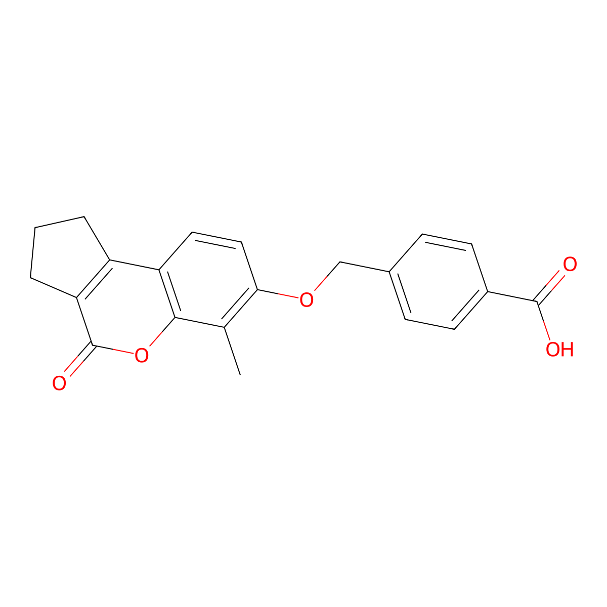 4-{[(6-Methyl-4-oxo-1,2,3,4-tetrahydrocyclopenta[c]chromen-7-yl)oxy]methyl}benzoic acid molecular structure, CAS 307549-10-6