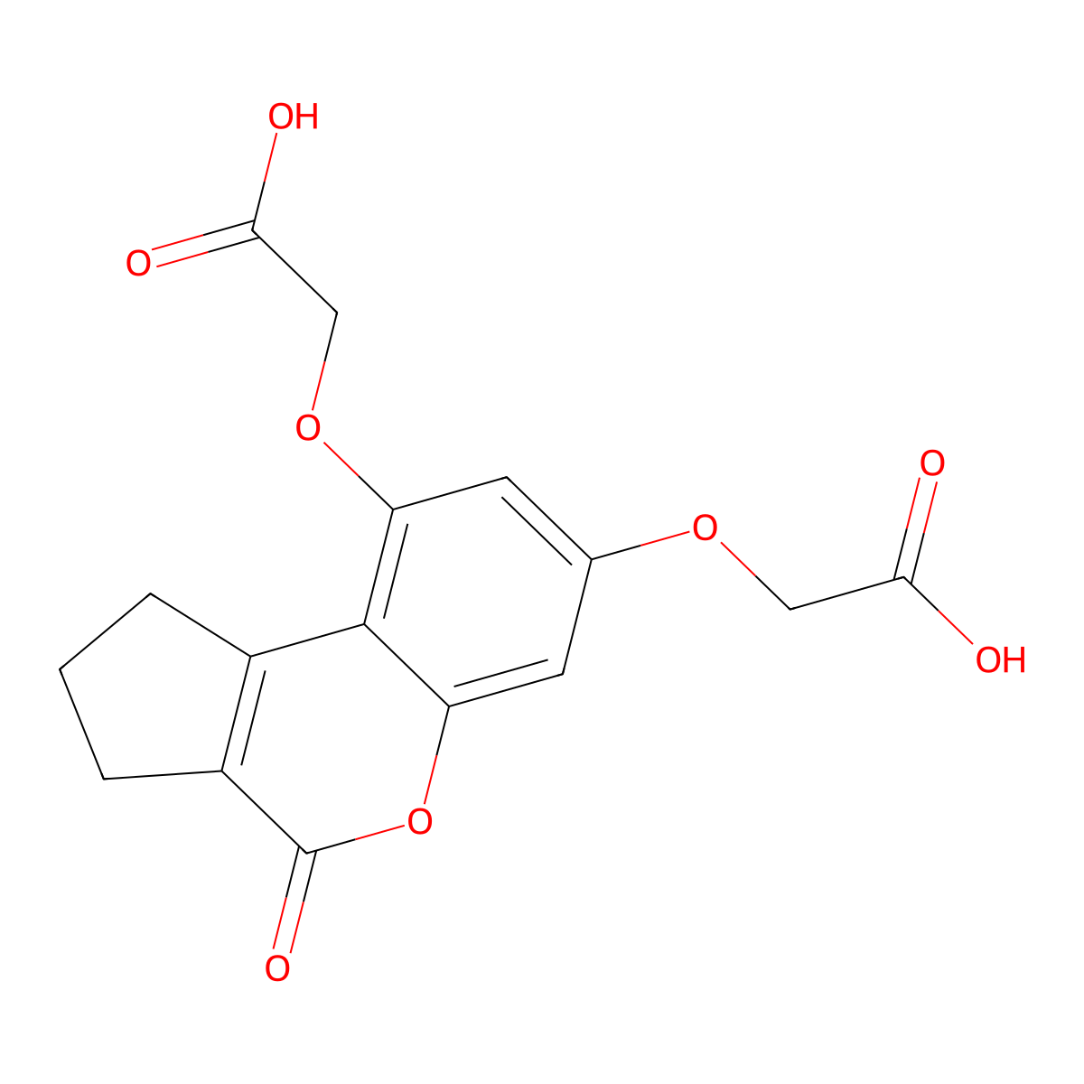2,2'-((4-Oxo-1,2,3,4-tetrahydrocyclopenta[c]chromene-7,9-diyl)bis(oxy))diacetic acid molecular structure, CAS 307549-24-2
