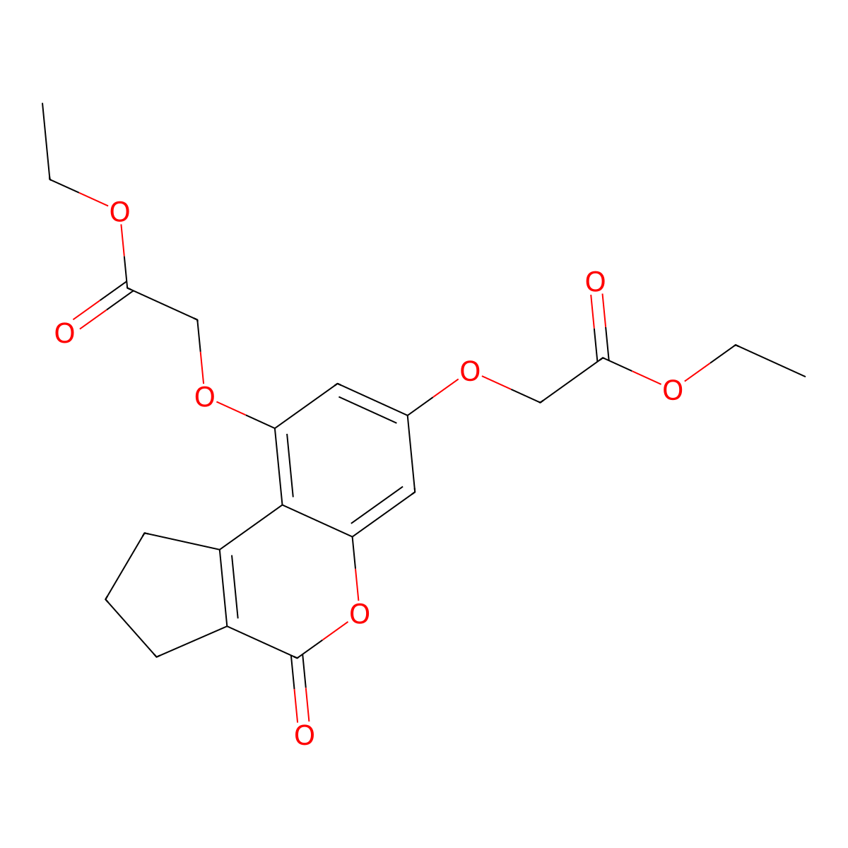 Diethyl 2,2'-((4-oxo-1,2,3,4-tetrahydrocyclopenta[c]chromene-7,9-diyl)bis(oxy))diacetate molecular structure, CAS 307549-27-5
