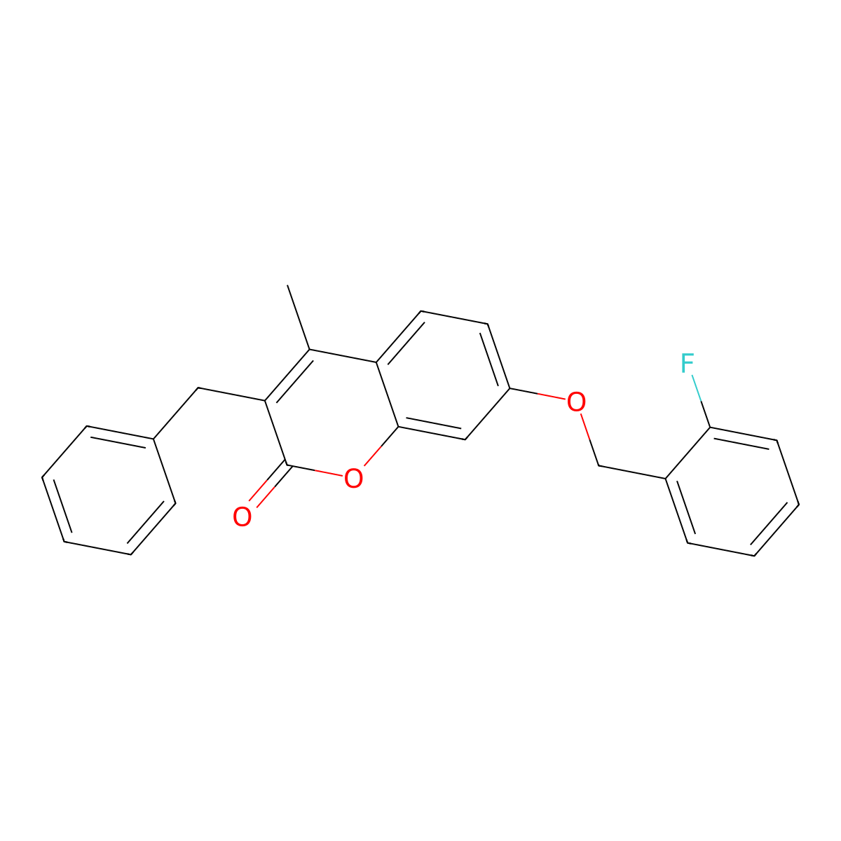 3-benzyl-7-[(2-fluorobenzyl)oxy]-4-methyl-2H-chromen-2-one molecular structure, CAS 307549-32-2