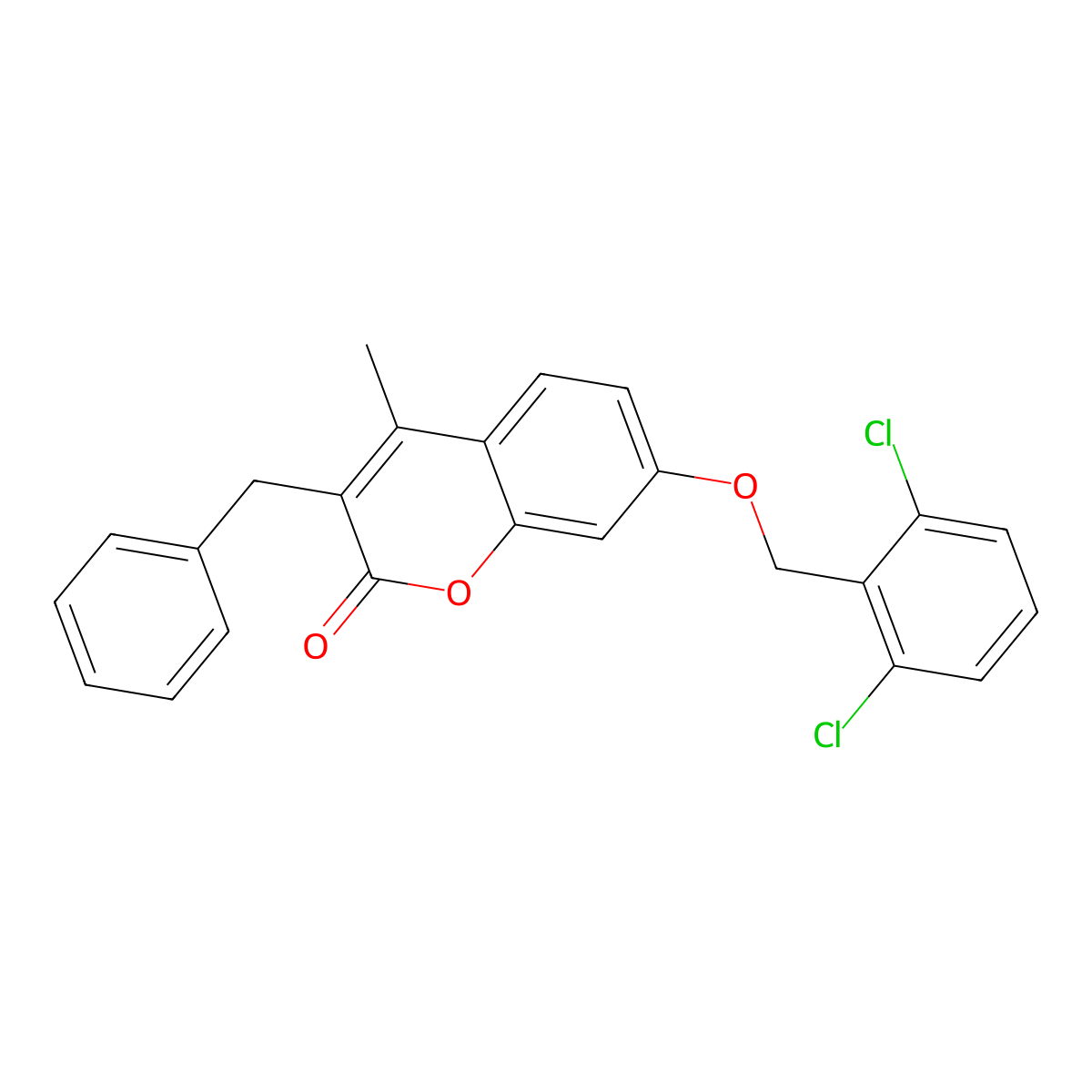 3-benzyl-7-[(2,6-dichlorobenzyl)oxy]-4-methyl-2H-chromen-2-one molecular structure, CAS 307549-33-3