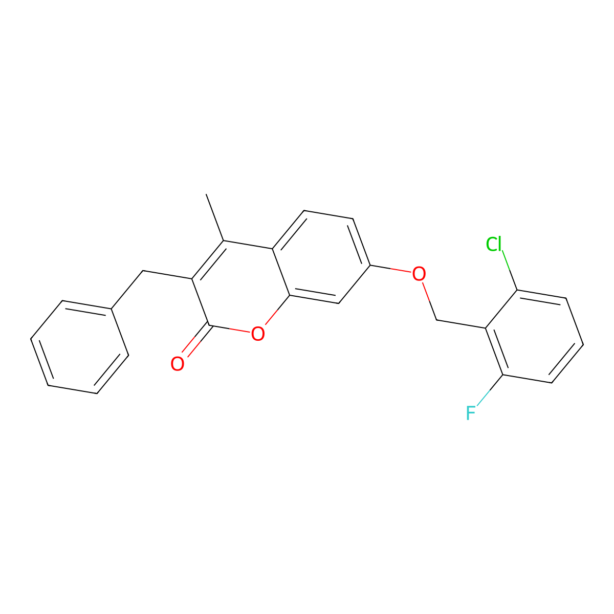 3-benzyl-7-[(2-chloro-6-fluorobenzyl)oxy]-4-methyl-2H-chromen-2-one molecular structure, CAS 307549-34-4