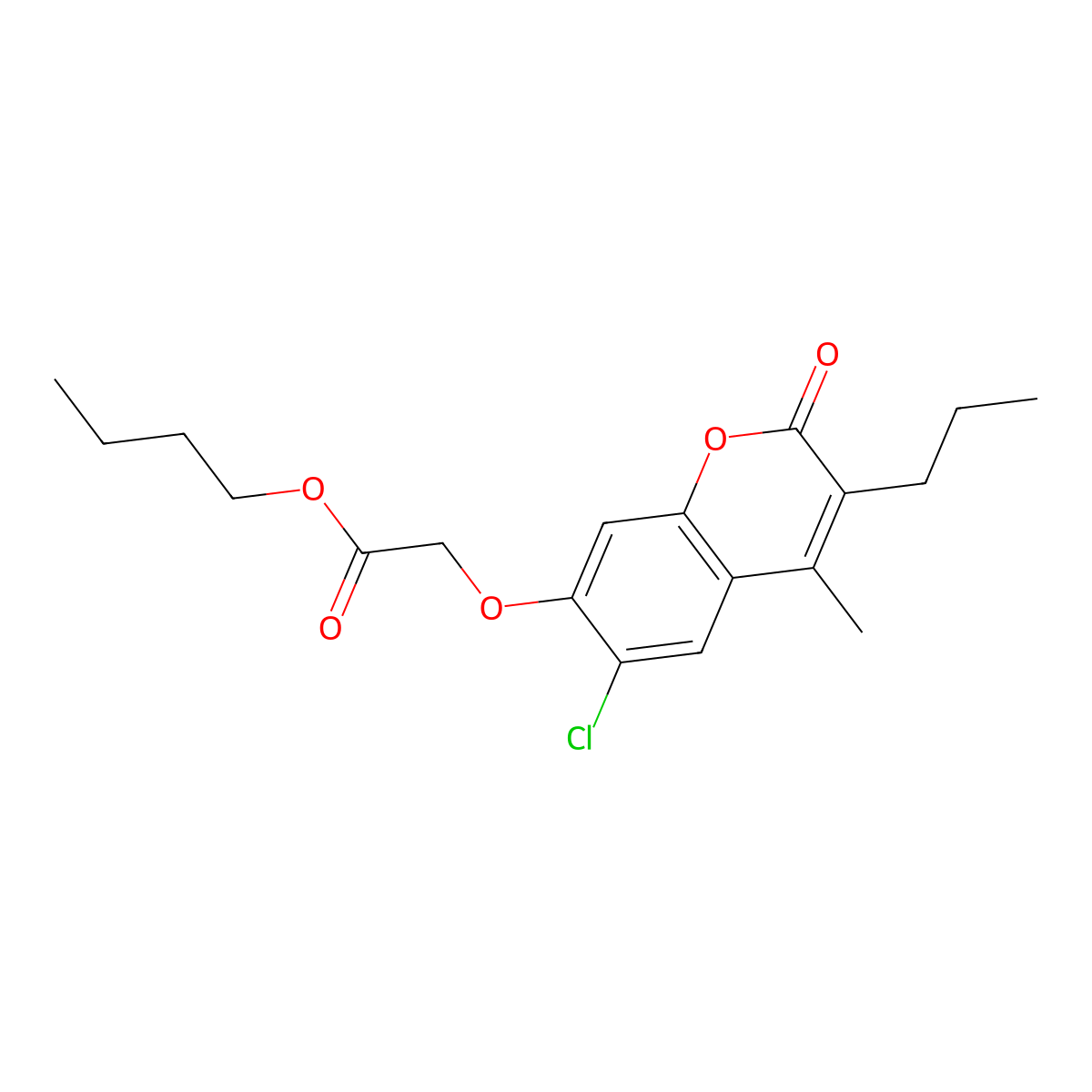 butyl [(6-chloro-4-methyl-2-oxo-3-propyl-2H-chromen-7-yl)oxy]acetate molecular structure, CAS 307549-38-8