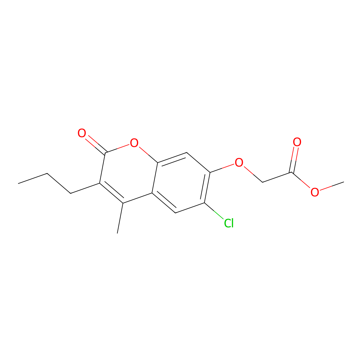 methyl [(6-chloro-4-methyl-2-oxo-3-propyl-2H-chromen-7-yl)oxy]acetate molecular structure, CAS 307549-39-9