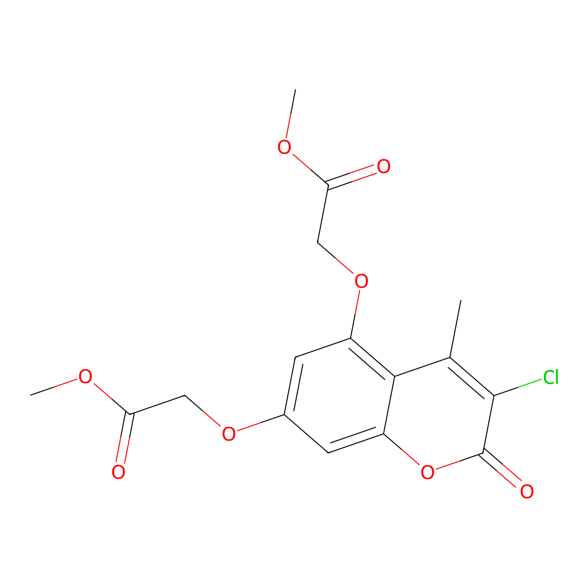 methyl 2-{[3-chloro-7-(2-methoxy-2-oxoethoxy)-4-methyl-2-oxo-2H-chromen-5-yl]oxy}acetate molecular structure, CAS 307549-43-5