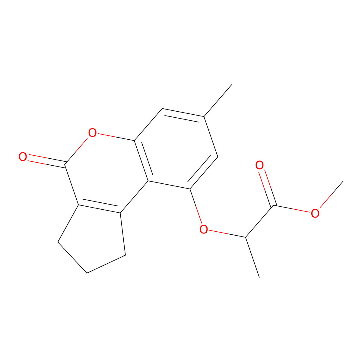 Methyl 2-[(7-methyl-4-oxo-1,2,3,4-tetrahydrocyclopenta[c]chromen-9-yl)oxy]propanoate molecular structure, CAS 307549-55-9