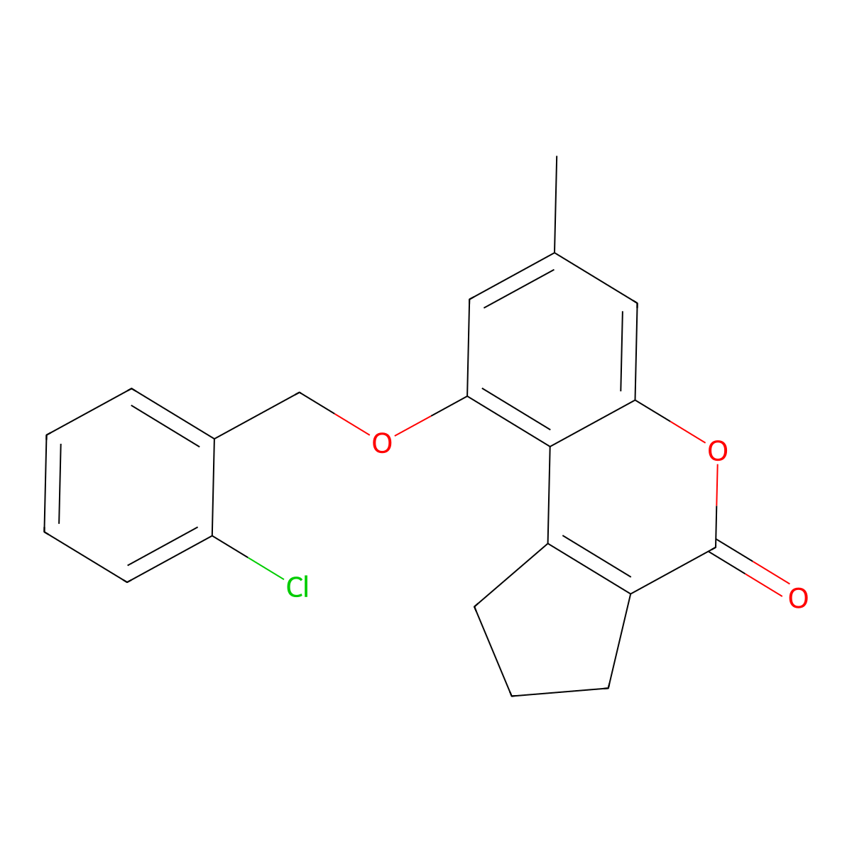 9-[(2-chlorobenzyl)oxy]-7-methyl-2,3-dihydrocyclopenta[c]chromen-4(1H)-one molecular structure, CAS 307549-64-0
