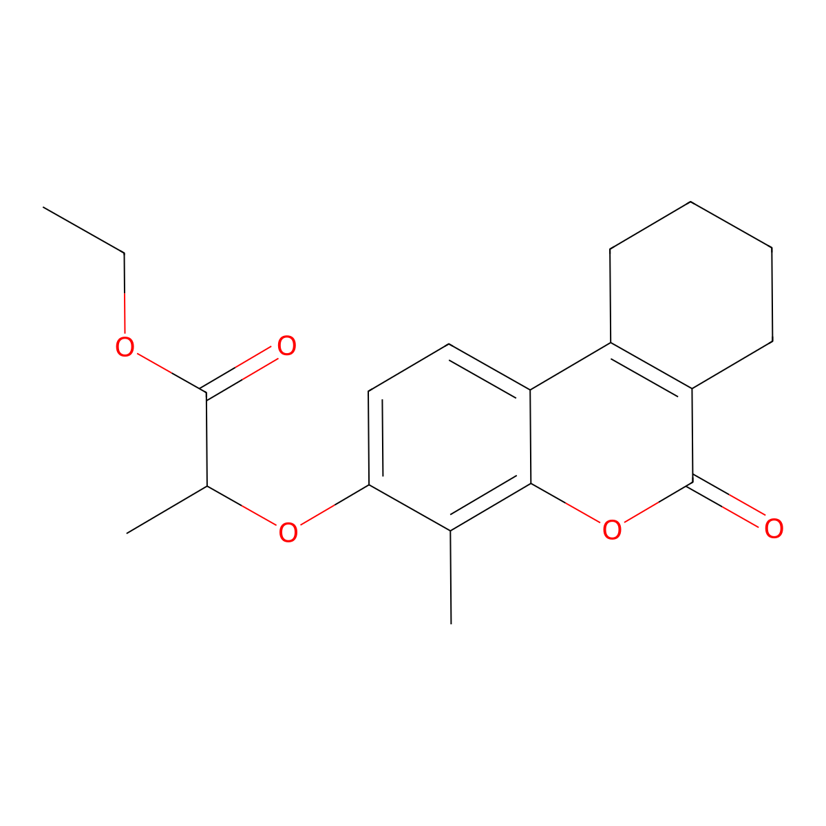 ethyl 2-[(4-methyl-6-oxo-7,8,9,10-tetrahydro-6H-benzo[c]chromen-3-yl)oxy]propanoate molecular structure, CAS 307550-01-2