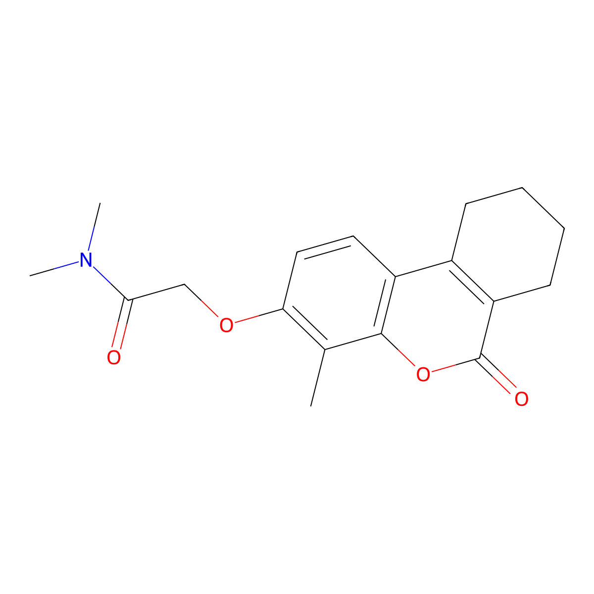 N,N-dimethyl-2-[(4-methyl-6-oxo-7,8,9,10-tetrahydrobenzo[c]chromen-3-yl)oxy]acetamide molecular structure, CAS 307550-02-3