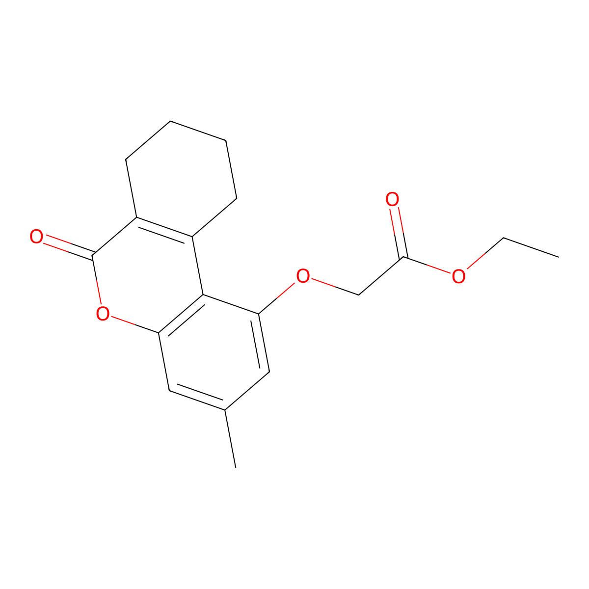 Ethyl 2-[(3-methyl-6-oxo-7,8,9,10-tetrahydrobenzo[c]chromen-1-yl)oxy]acetate molecular structure, CAS 307550-46-5