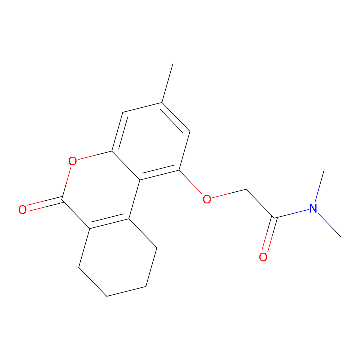 N,N-dimethyl-2-[(3-methyl-6-oxo-7,8,9,10-tetrahydro-6H-benzo[c]chromen-1-yl)oxy]acetamide molecular structure, CAS 307550-51-2