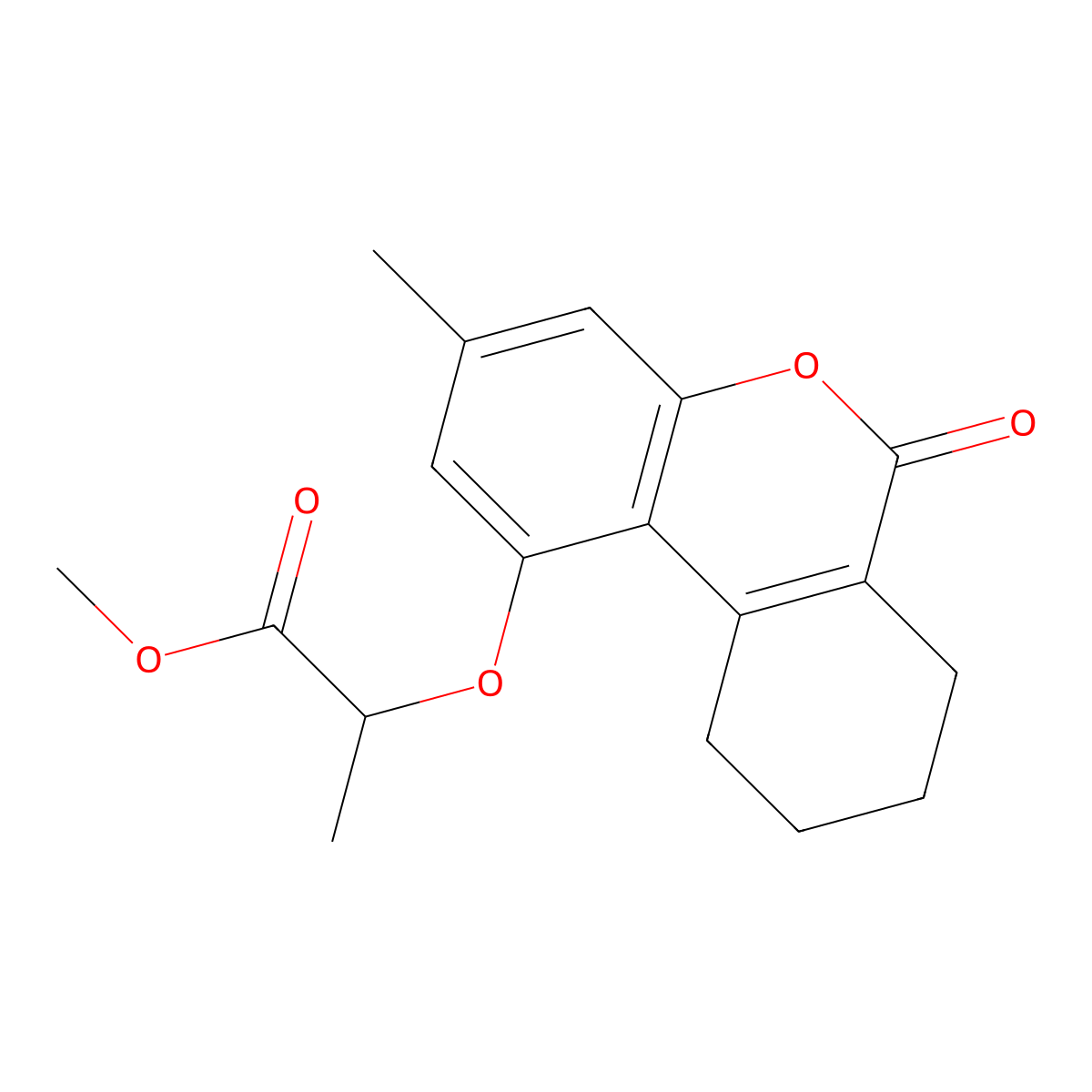 2-[(3-Methyl-6-oxo-7,8,9,10-tetrahydrobenzo[c][1]benzopyran-1-yl)oxy]propanoic acid methyl ester molecular structure, CAS 307550-53-4