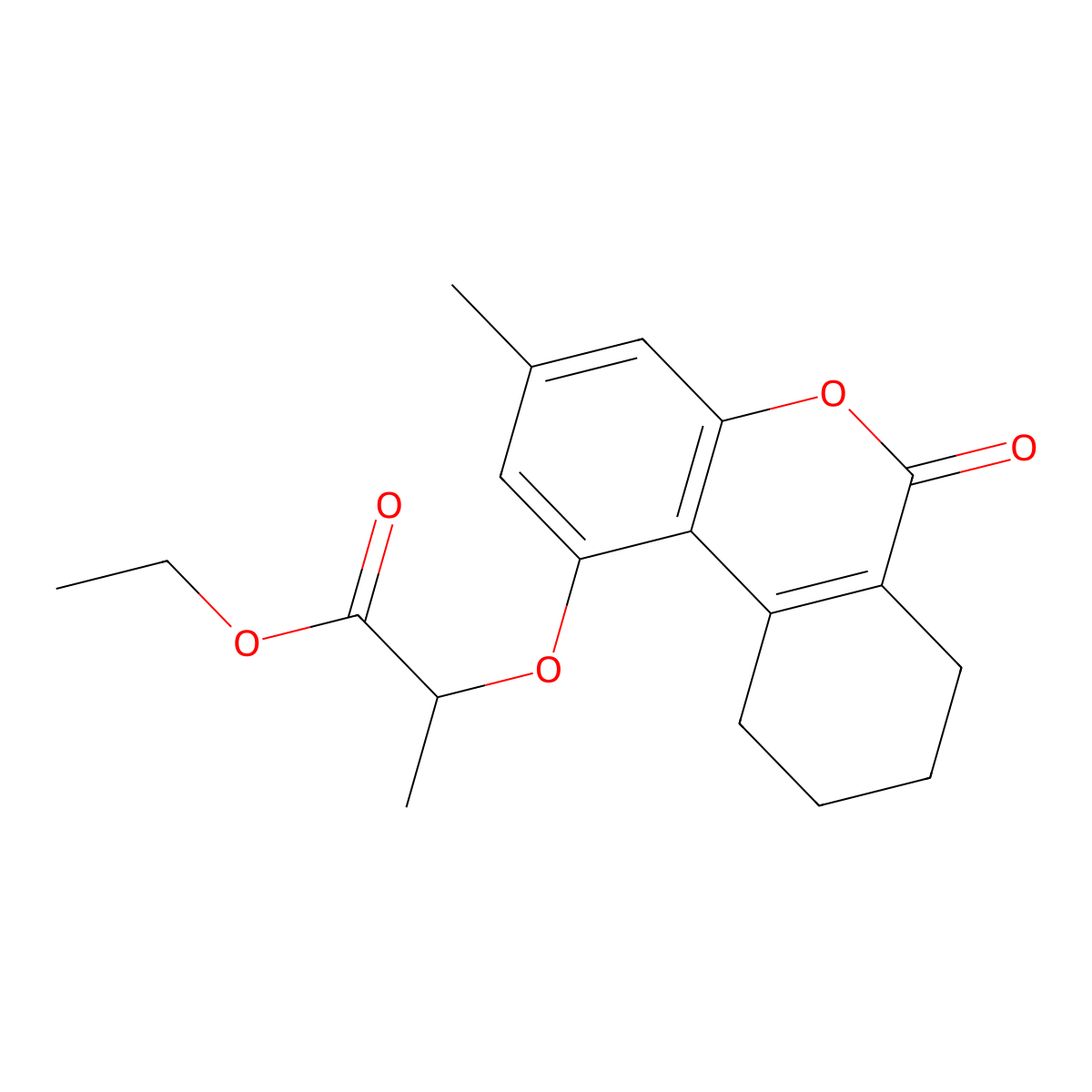 Ethyl 2-[(3-methyl-6-oxo-7,8,9,10-tetrahydrobenzo[c]chromen-1-yl)oxy]propanoate molecular structure, CAS 307550-55-6