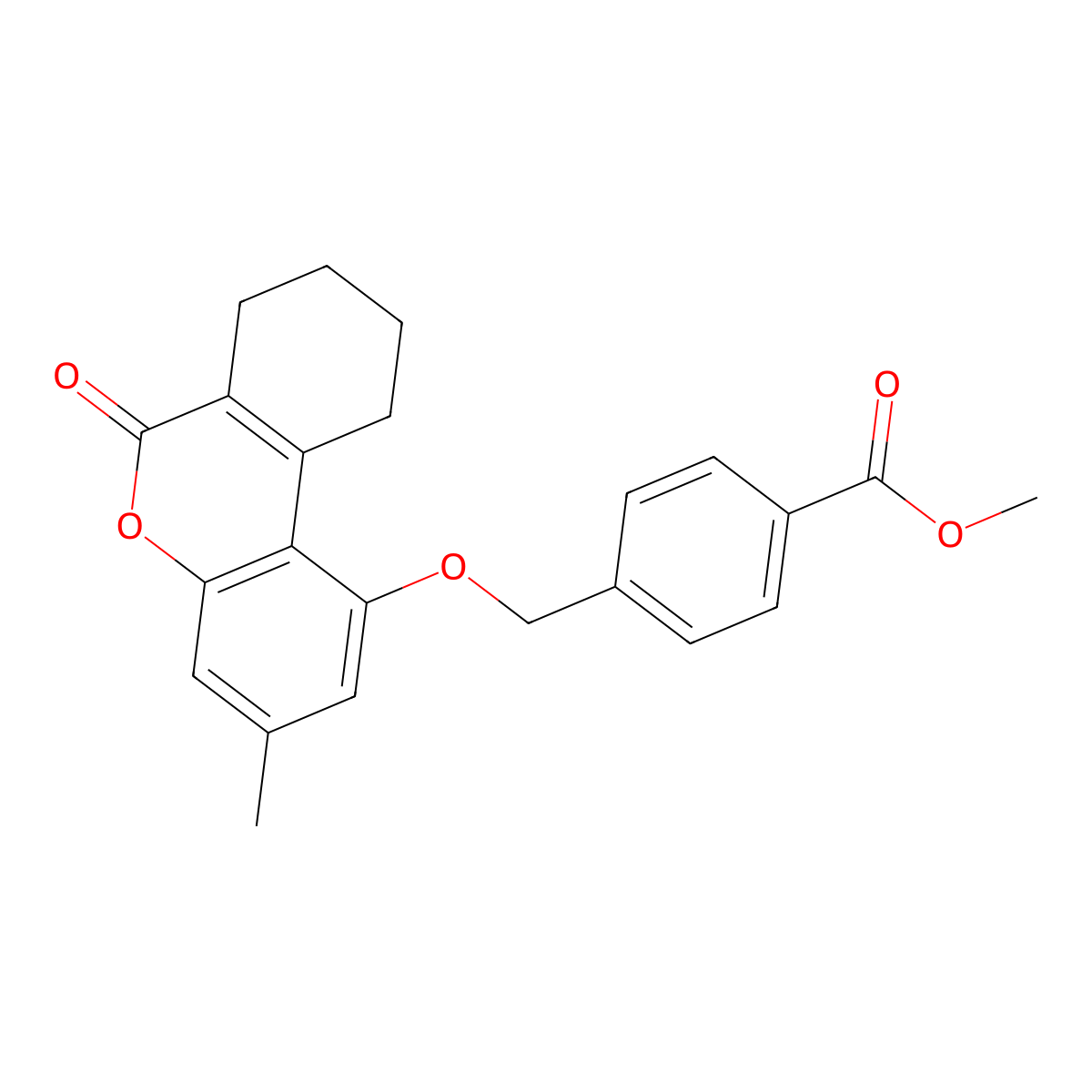 methyl 4-{[(3-methyl-6-oxo-7,8,9,10-tetrahydro-6H-benzo[c]chromen-1-yl)oxy]methyl}benzoate molecular structure, CAS 307550-90-9