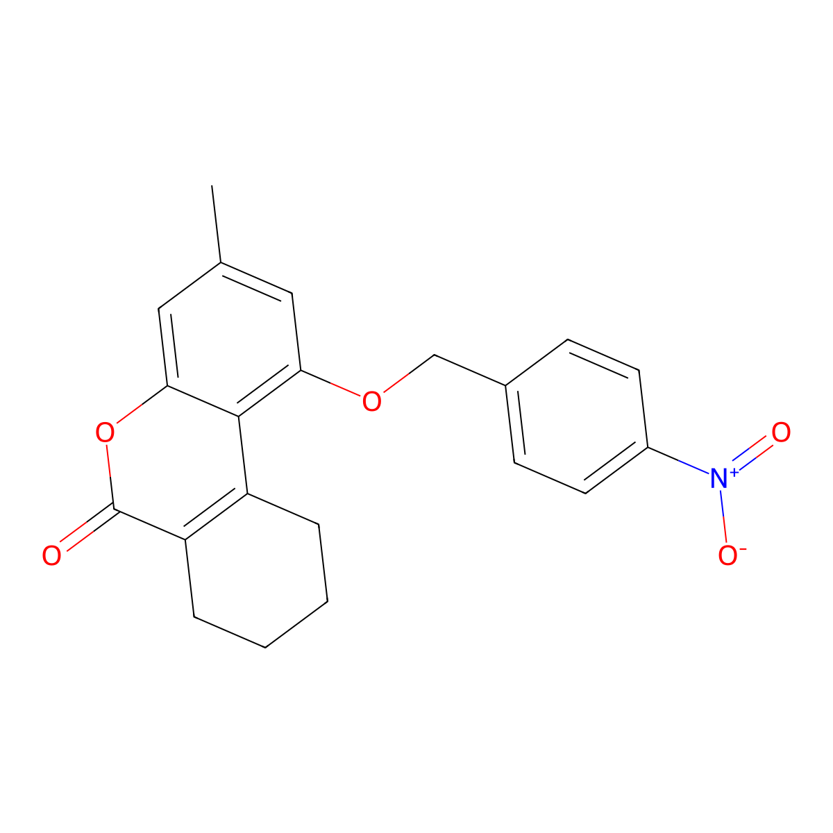 3-methyl-1-((4-nitrobenzyl)oxy)-7,8,9,10-tetrahydro-6H-benzo[c]chromen-6-one molecular structure, CAS 307550-92-1